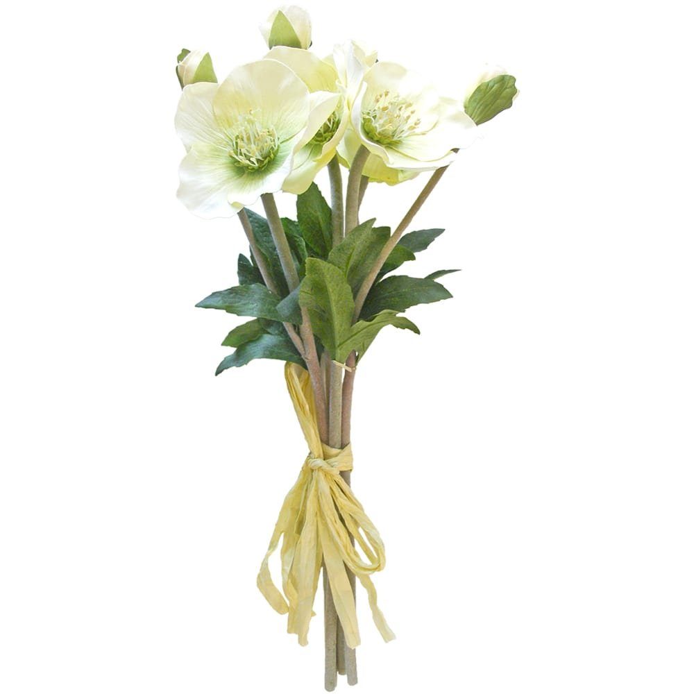 Kunstblume Christrosenbund Kunstblume Kunststoff creme 1 Stk Ø 8 cm Christrosenbund, matches21 HOME & HOBBY, Höhe 35 cm