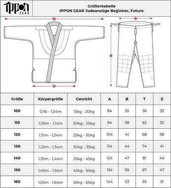 IPPON GEAR Judoanzug Future, [Judoanzug (Jacke & Hose) für Kinder (5 - 10 Jahre) inkl. Gürtel, Gr. 100, Hochwertiges reißfestes Gewebe] - blau