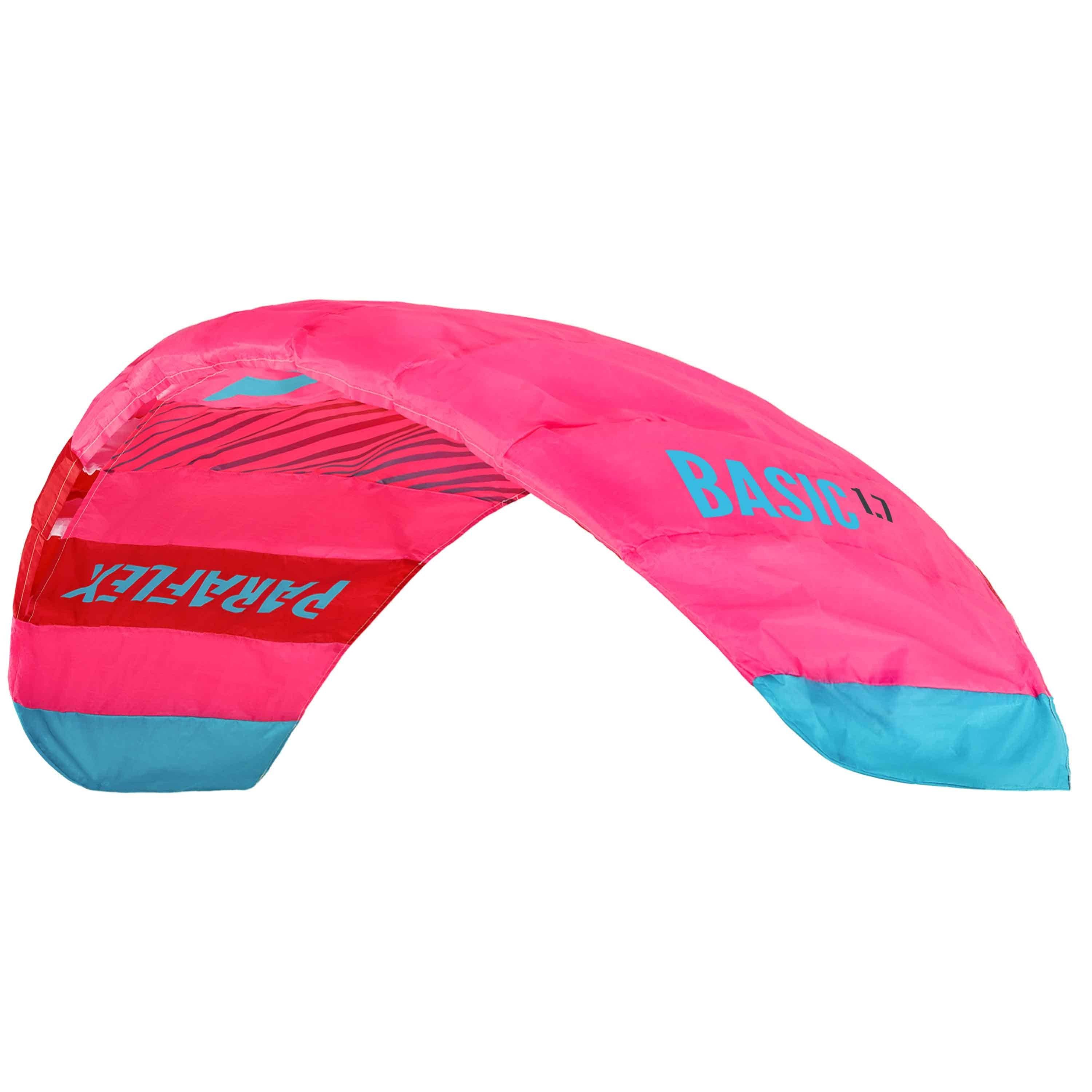 Wolkenstürmer Kite Paraflex Basic 1.7 Lenkmatte in vielen Farben - Ready to Fly 170 cm, (Drachenmatte Set ab 6 Jahren mit Dyneema Schnüren 25 m, 1-tlg), Stunt Kite for Adults 1 m² Zweileiner für Anfänger (pink-rot)