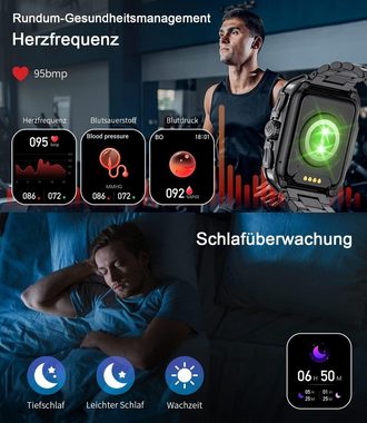 Lige Smartwatch (1,85 Zoll, Android iOS), Herren Bluetooth Anruf Musik Voice Chat 350 mAh Fitness Tracker Männer