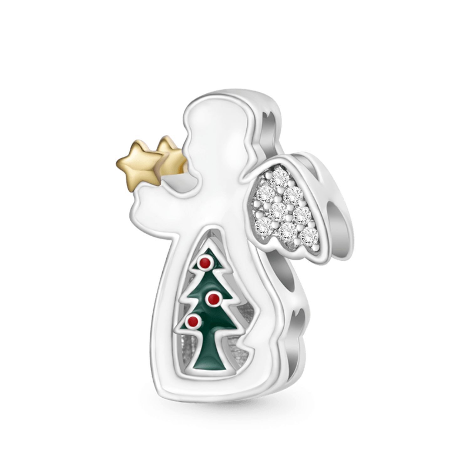 Gnoce Bead Gnoce Charm Engel Weihnachtsbaum Silber HLC052