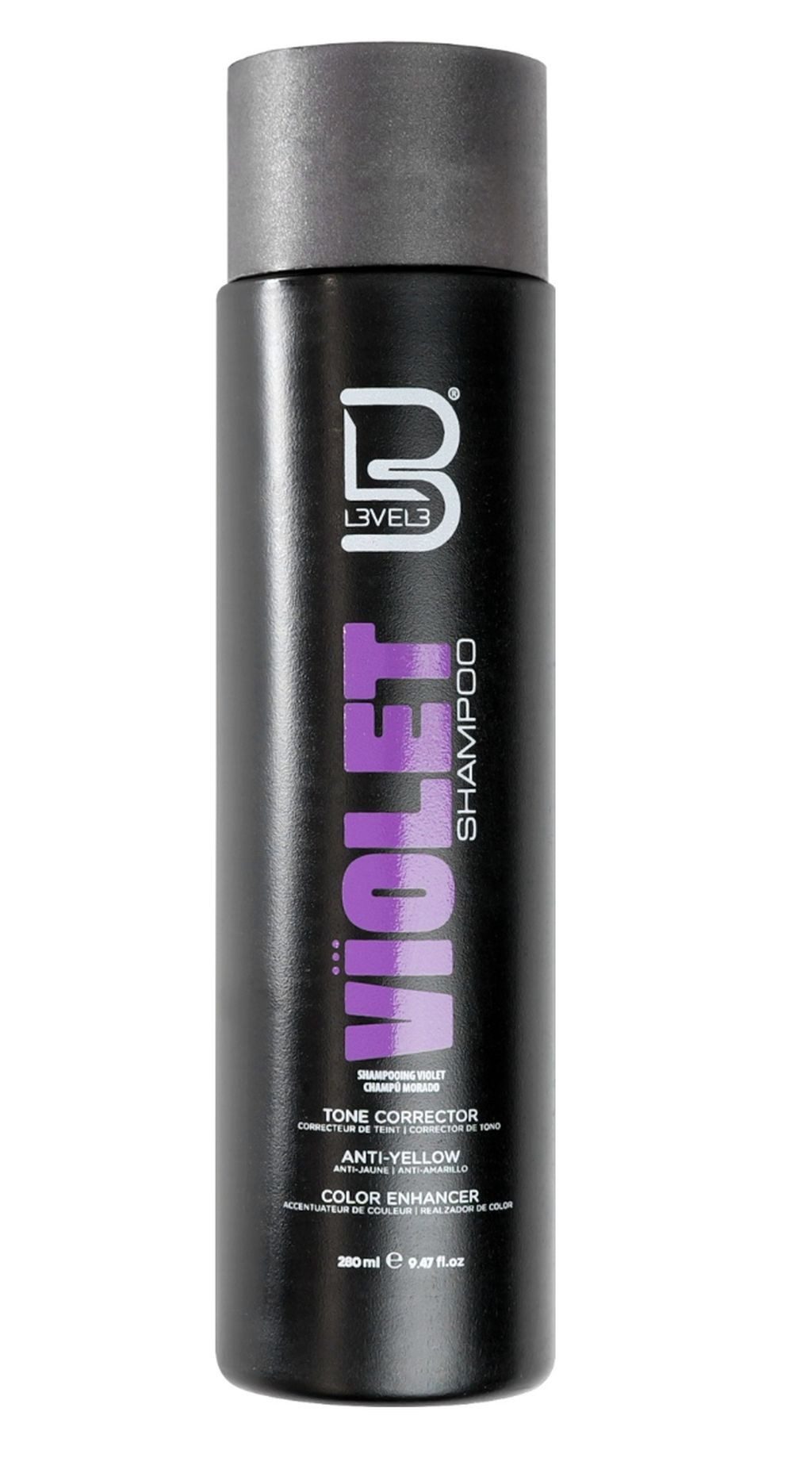 L3VEL3™ Distribution and Corporate Haarshampoo L3Vel3 – Violettes Shampoo Für Blondes Haar 280 Ml, 1-tlg., Violettes Shampoo, neutralisiert Gelb- und Kupfertöne, mit Aloe vera.