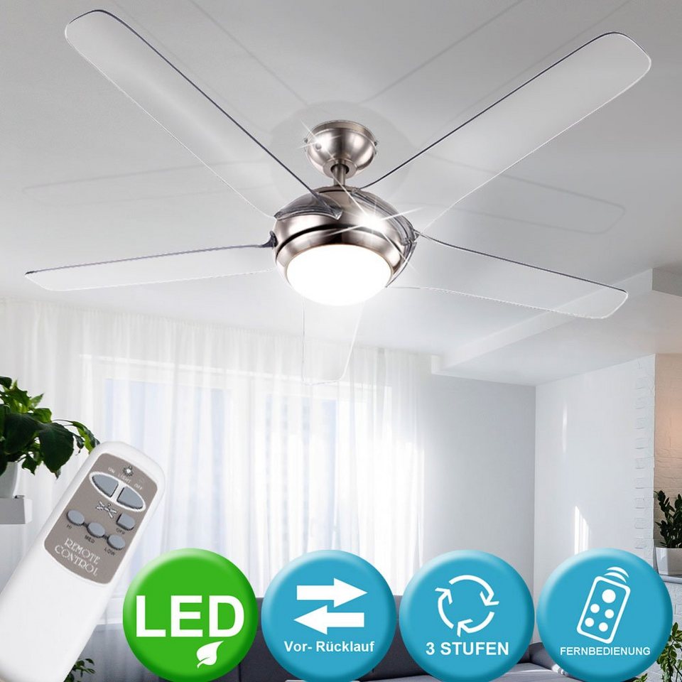 etc-shop Deckenventilator, LED Lampe Leuchte Decken Ventilator Lüfter