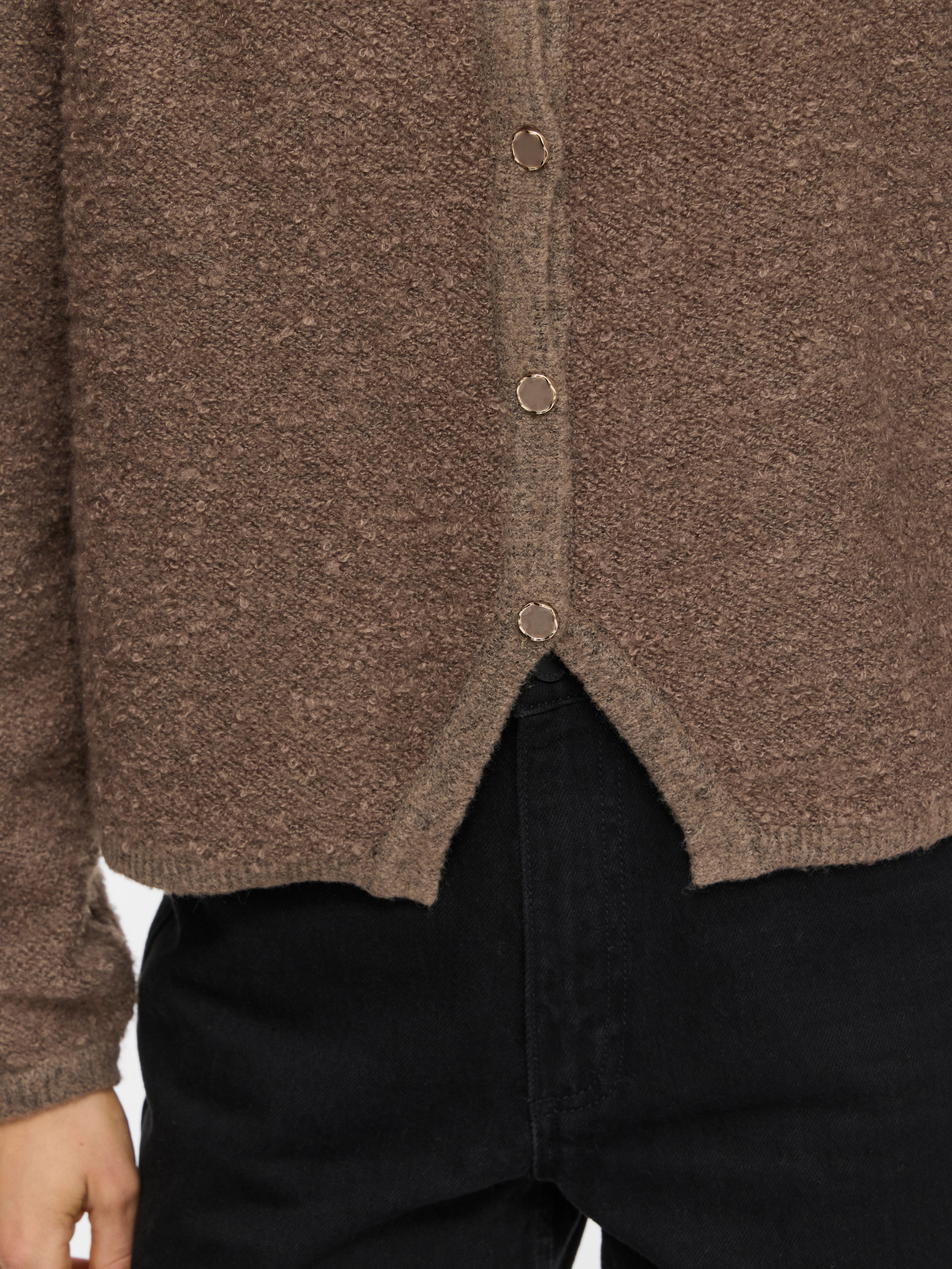 Vila Strickjacke VIPIGGA O-NECK L/S KNIT JACKET NOOS Materialmix – Bild 3 von 5