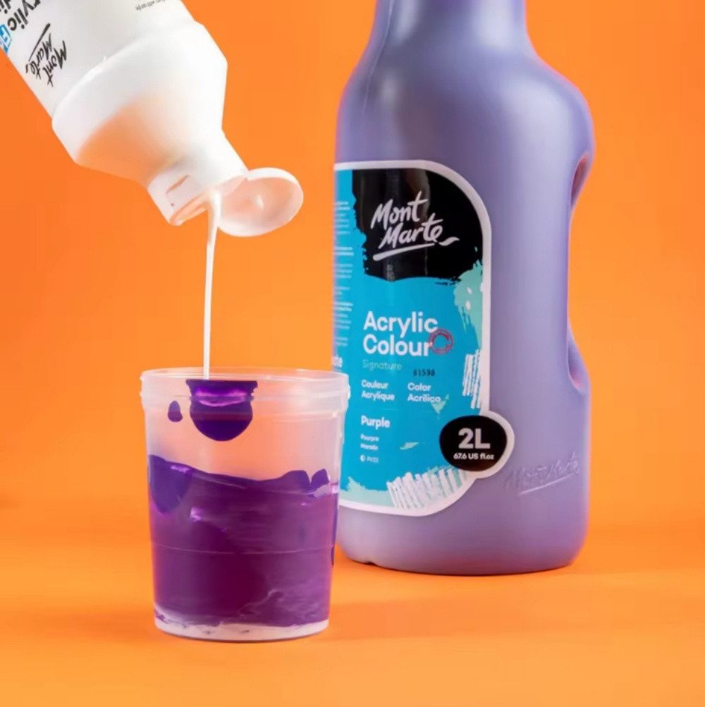 Mont Marte Bastelfarbe Acrylic Flow Medium 500 ml, Acrylfarben Malmittel, Für weiche Verläufe, erhöhte Fließkraft & gleichmäßige Deckkraft