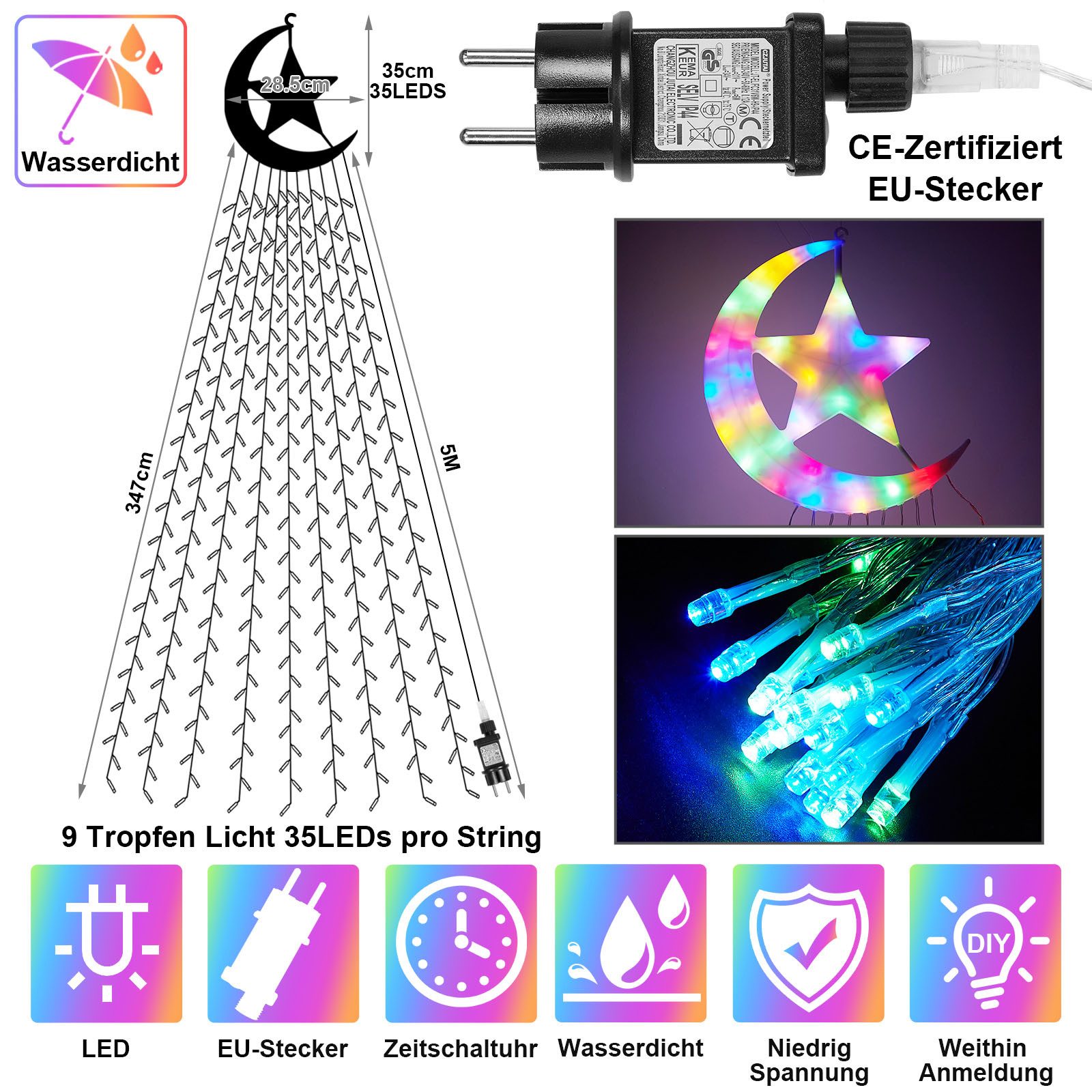 Rosnek LED-Baummantel Stern-Topper, wasserdicht, 8 Modi, günstig online kaufen