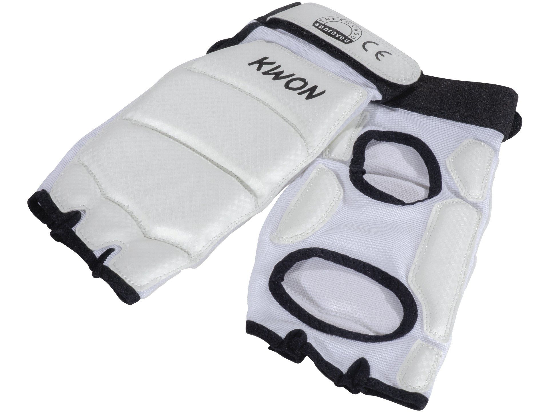 KWON Fußschutz Taekwondo WT Fußschützer Fußschoner WTF weiß schwarz (Paar), WT Taekwondo konzipierte, Kunstleder