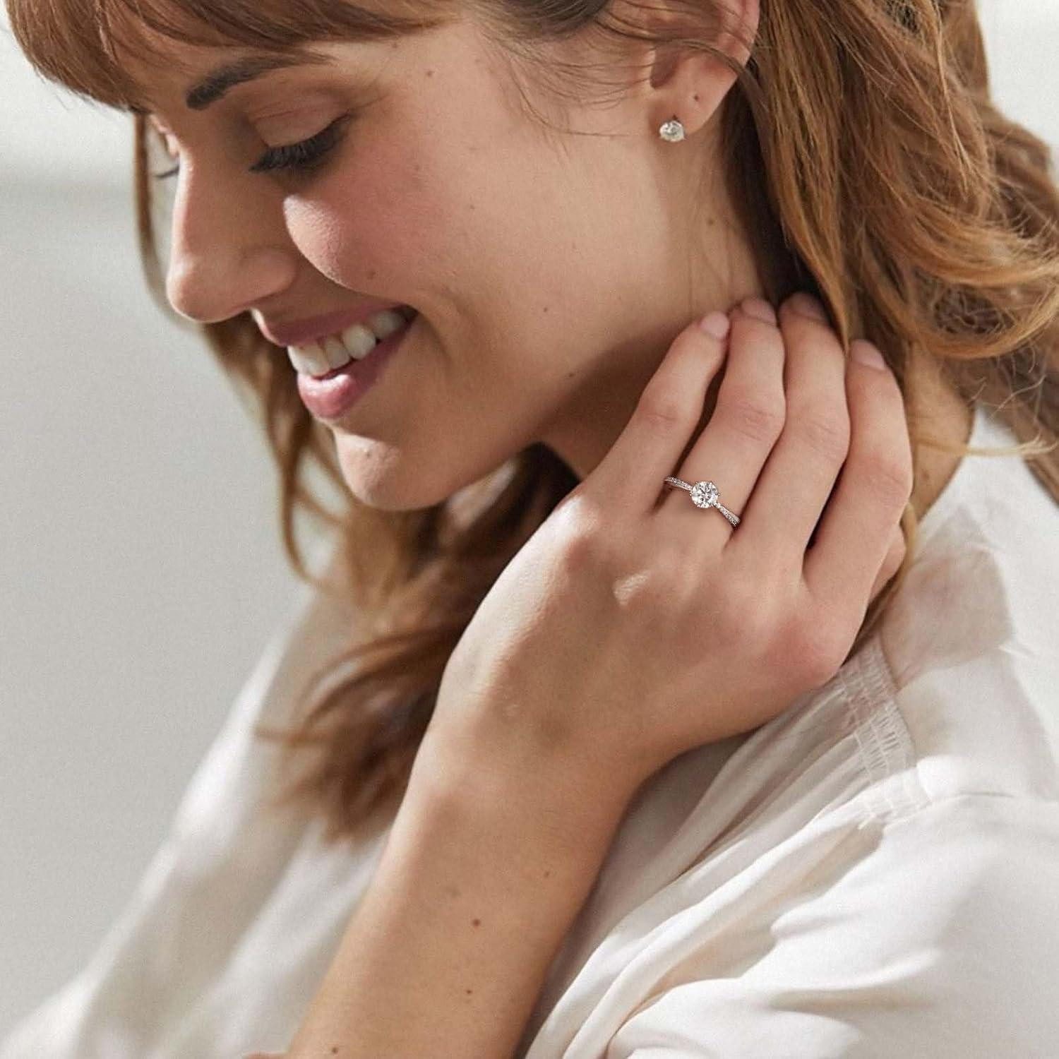 LuxusKollektion Verlobungsring Verlobungsring Damen Moissanite 1,0 Karat Diamant 925 Silber Weißgold