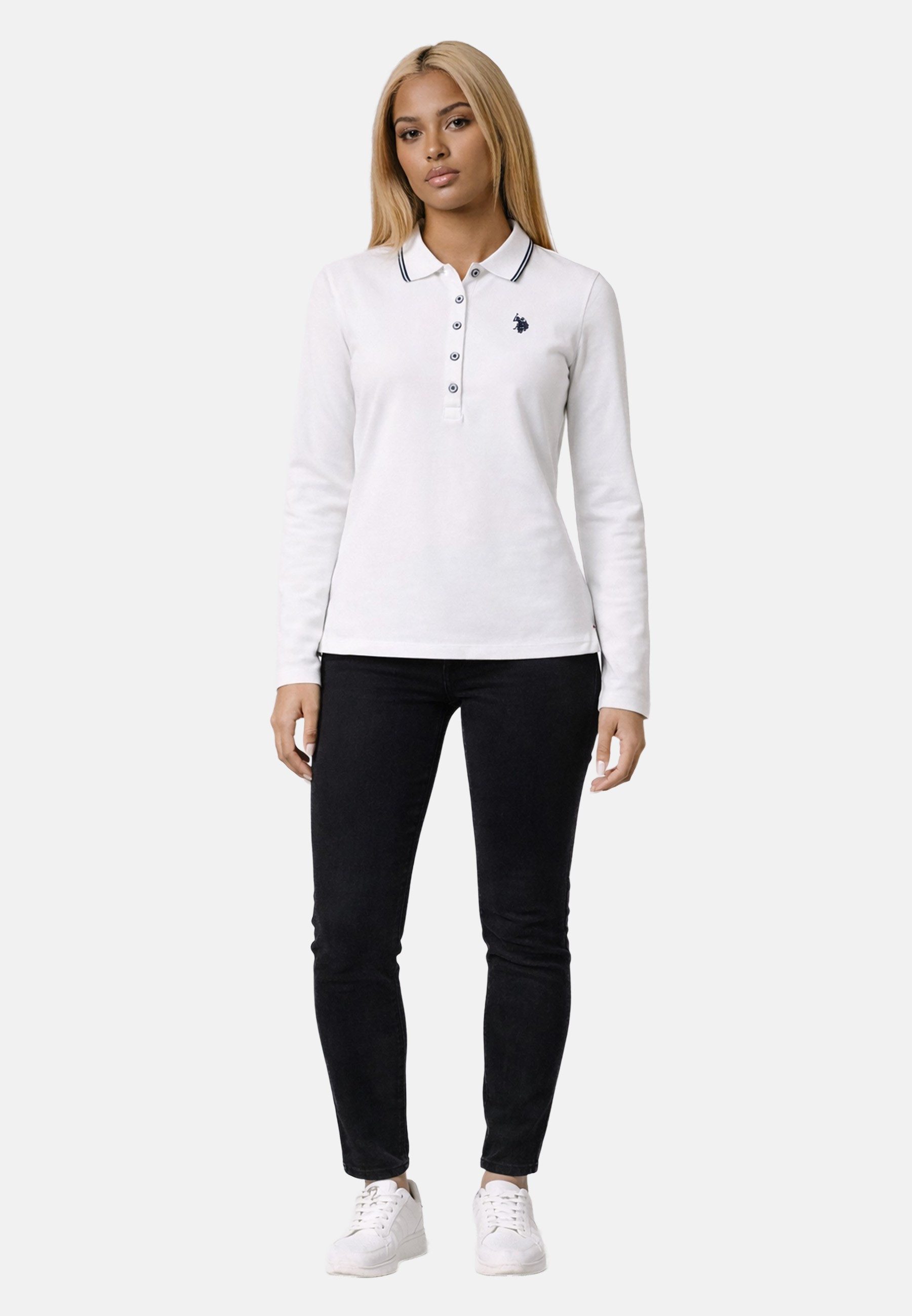U.S. Polo Assn. Poloshirt USDaance Damen Langarm - Longsleeve Polo aus Baumwolle Langarm Poloshirt mit Knopfleiste und Logostickerei