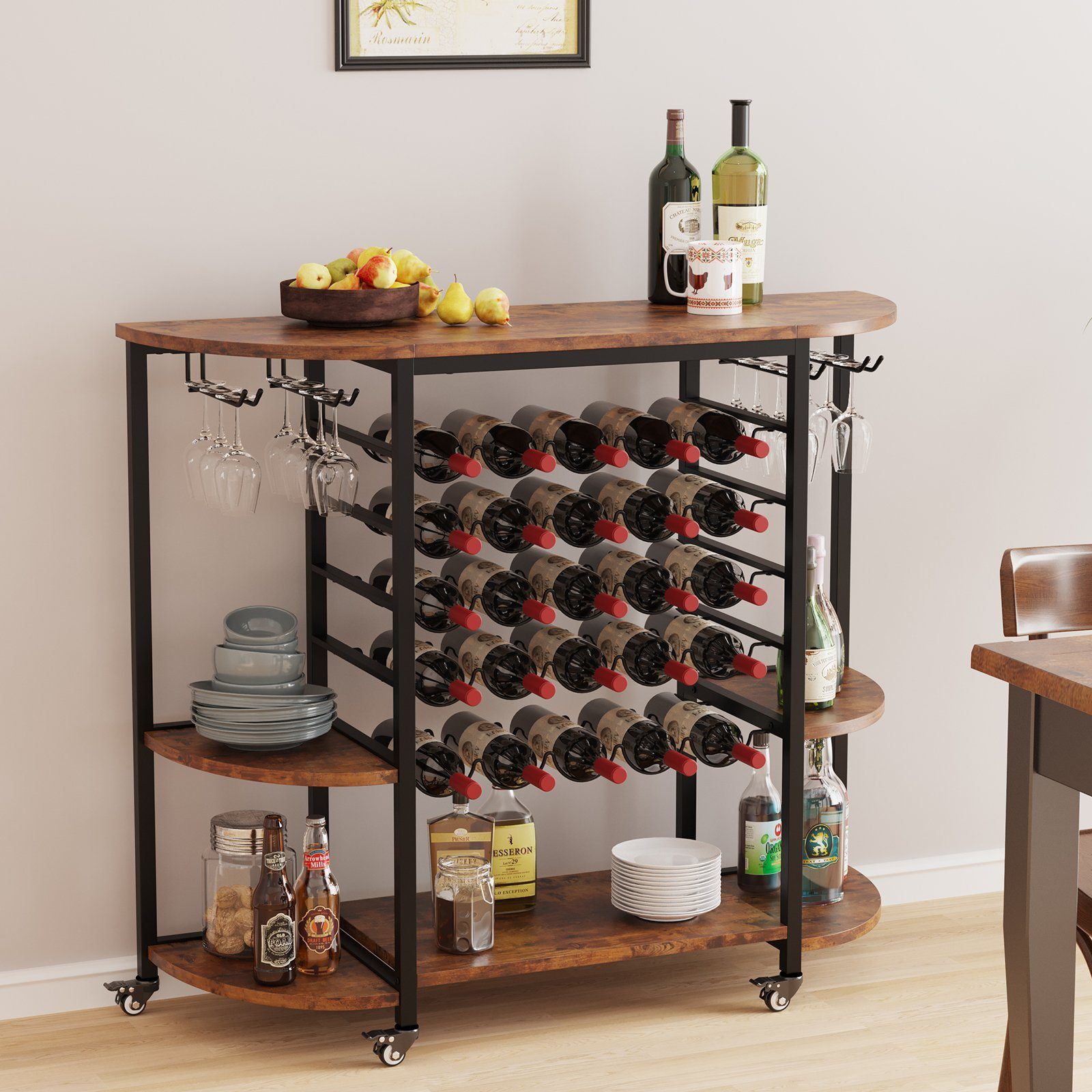 Dripex Weinregal Weinschrank auf Rollen für günstig online kaufen