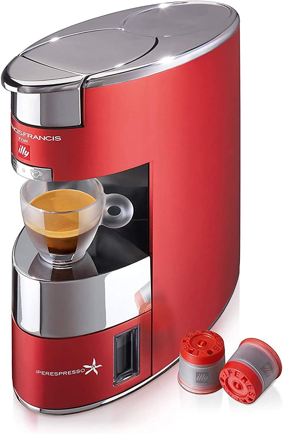 Illy Espressomaschine, Kapselmaschine aus Aluminium und Edelstahl - Rot