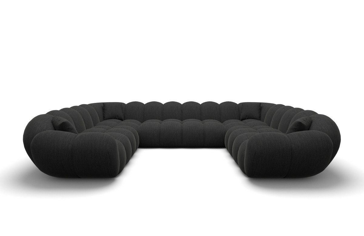 Sofa Dreams Loungesofa Maleron XXL Panorama Design Couch, 6-Sitzer, Polster Wohnlandschaft, Strukturstoff Bezug in Schwarz