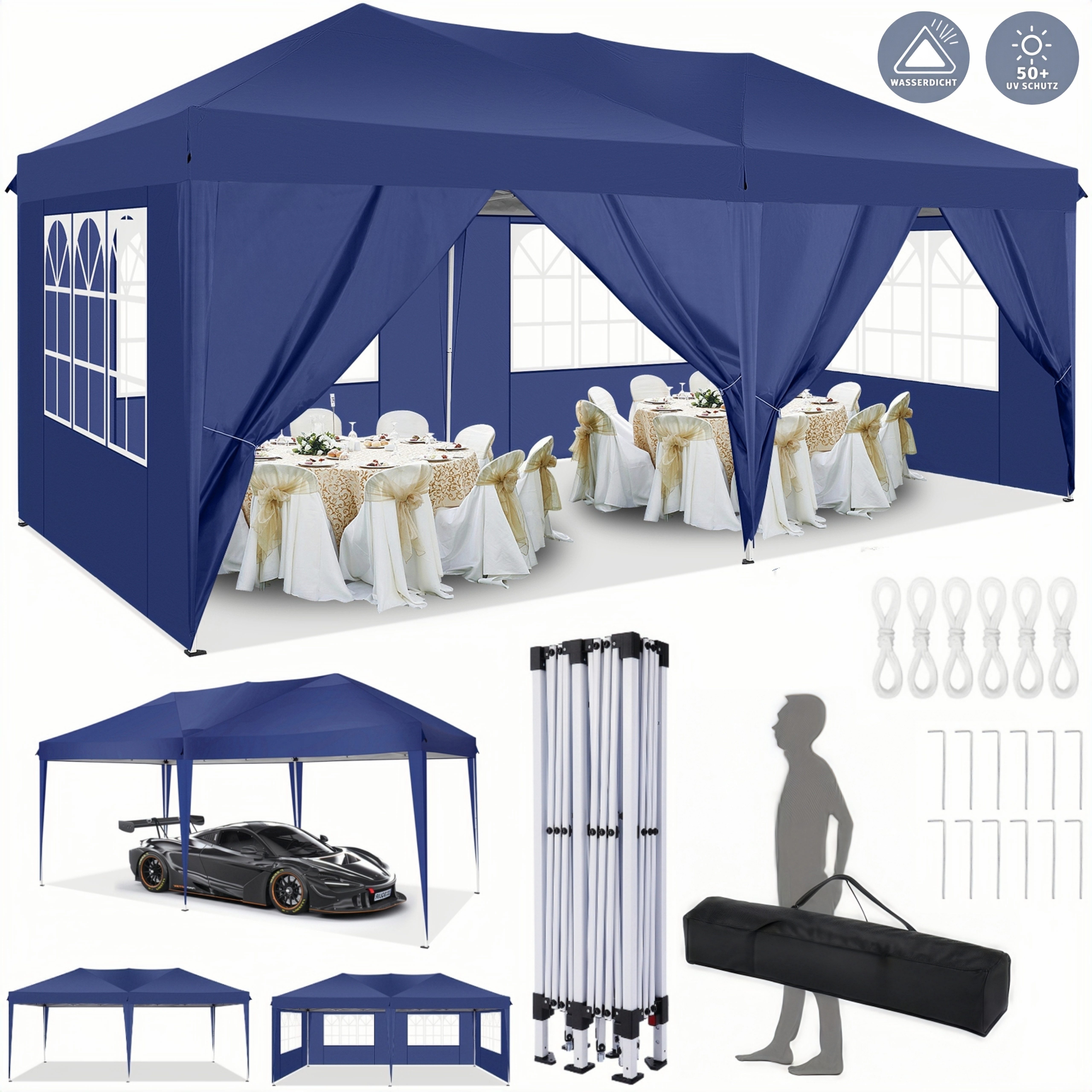 LUCKZON Pavillon 3x6m, Faltbar Pavillon Wasserdicht, günstig online kaufen