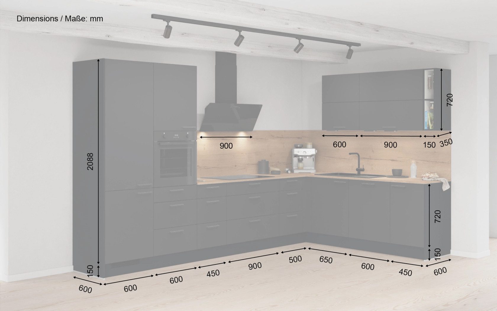 nobilia® Winkelküche Olmo, individuell anpassbar, gratis Küchenplanung mit Profis, (Breite 613.2 cm), vormontiert, wahlw. mit E-Geräten, inkl. Lieferung