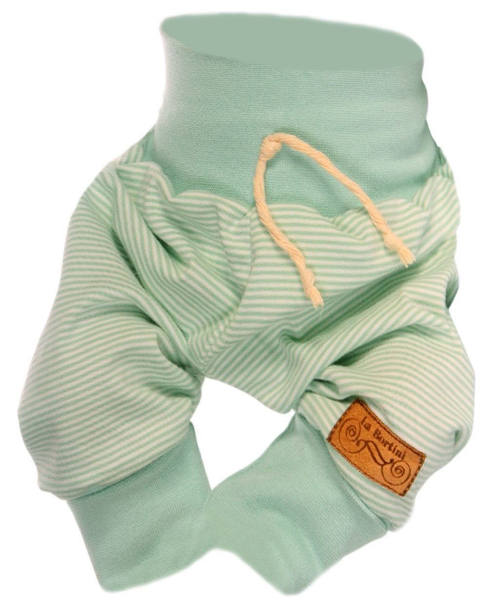 La Bortini Schlupfhose Baby Hose neutral für Frühchen und Neugeborene Mitwachshose elastisch, weich, in grün, gestreift, 44 46 48 50 56 62 68 74 80 86