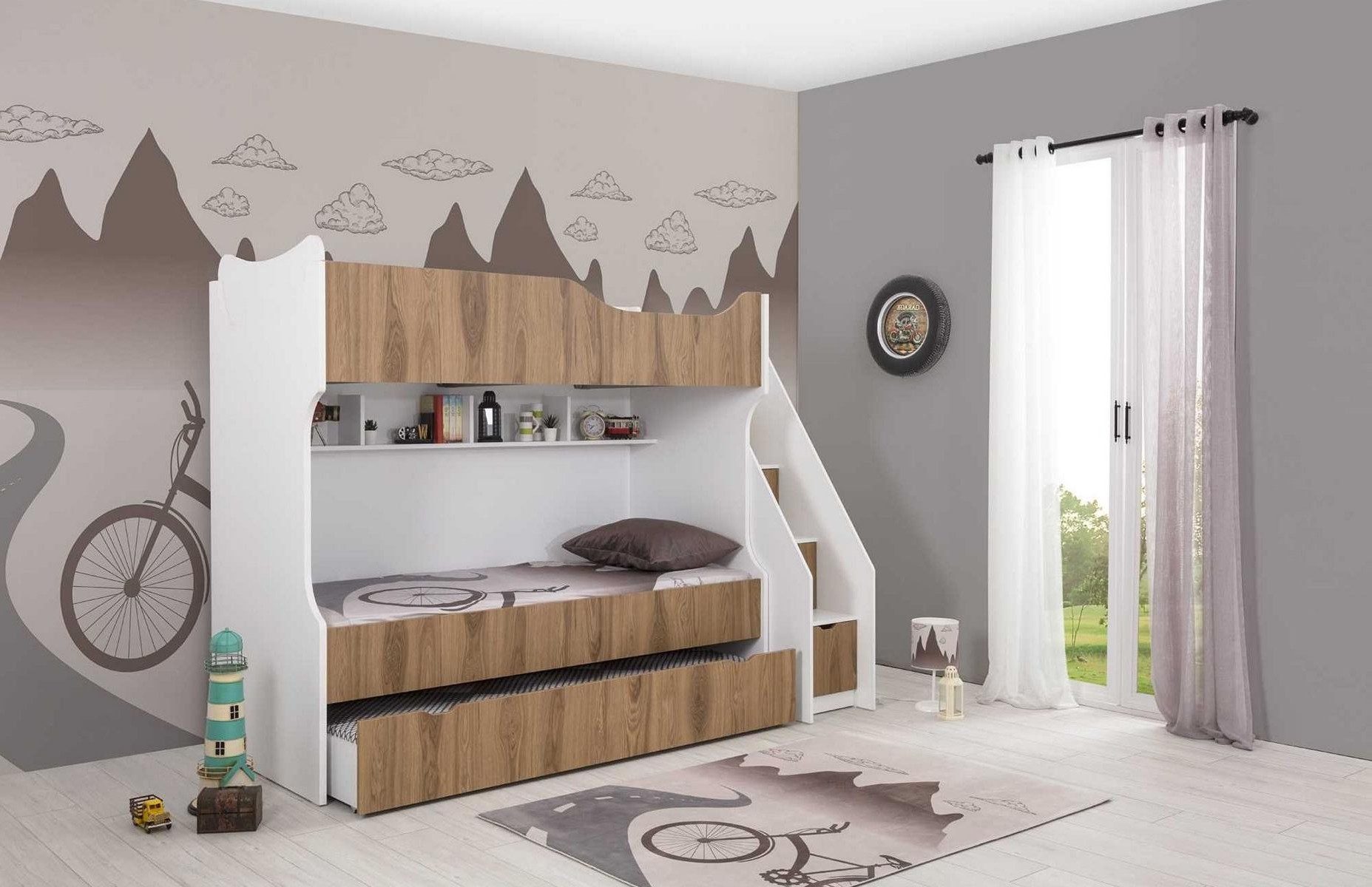 Xlmoebel Etagenbett Kinderbett Weiß Modernes Design für Kinderzimmer (Etagenbett, 1-St., Etagenbett 245 x 96 x 180 cm), Made in Europa