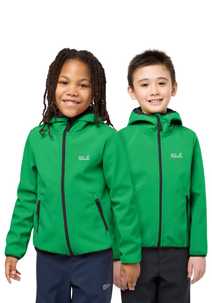 Jack Wolfskin Softshelljacke FOURWINDS JACKET KIDS für Kinder, mit Kapuze, wasserabweisend