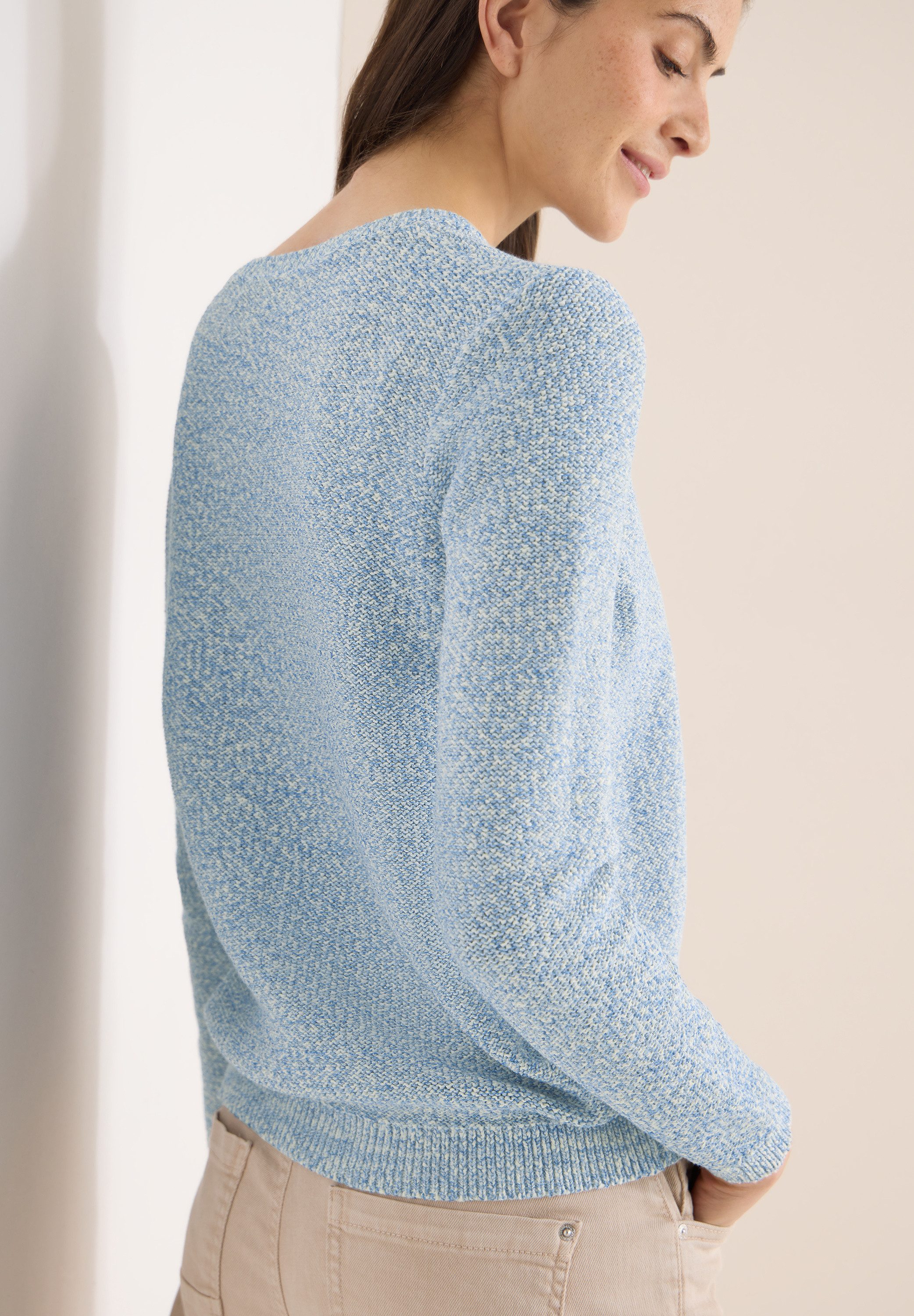CECIL Strickpullover meliert, mit Rundhals