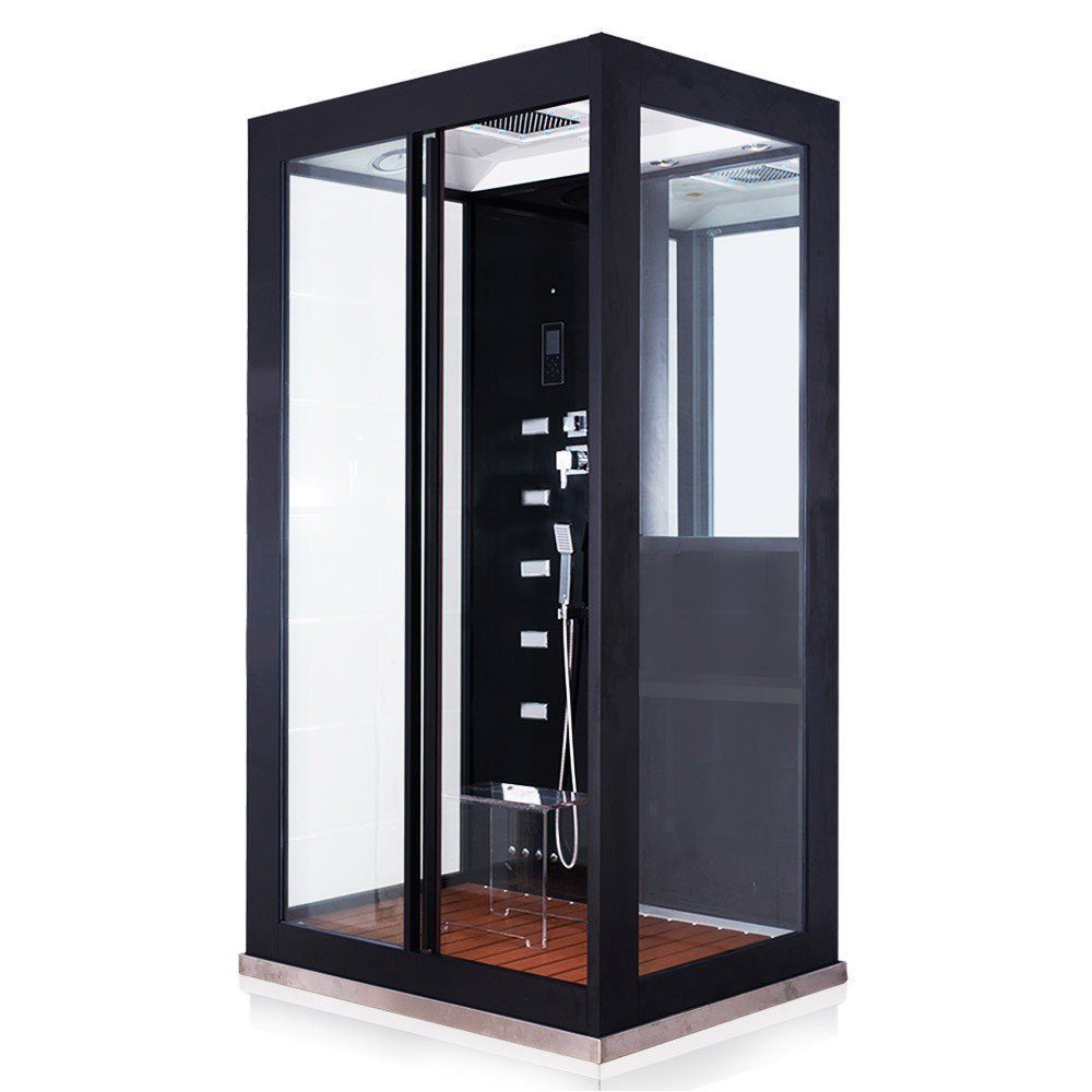 HOME DELUXE Dampfdusche BLACK LUXORY - XL, BxT: 120x90 cm, Komplettdusche inkl. Duschtasse & Siphon, Armaturen