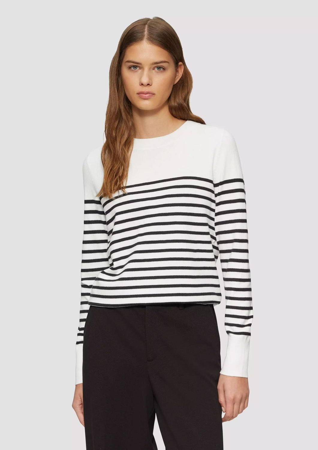 s.Oliver Rundhalspullover Gestreifter Pullover aus Viskosemix (1-tlg) langa günstig online kaufen