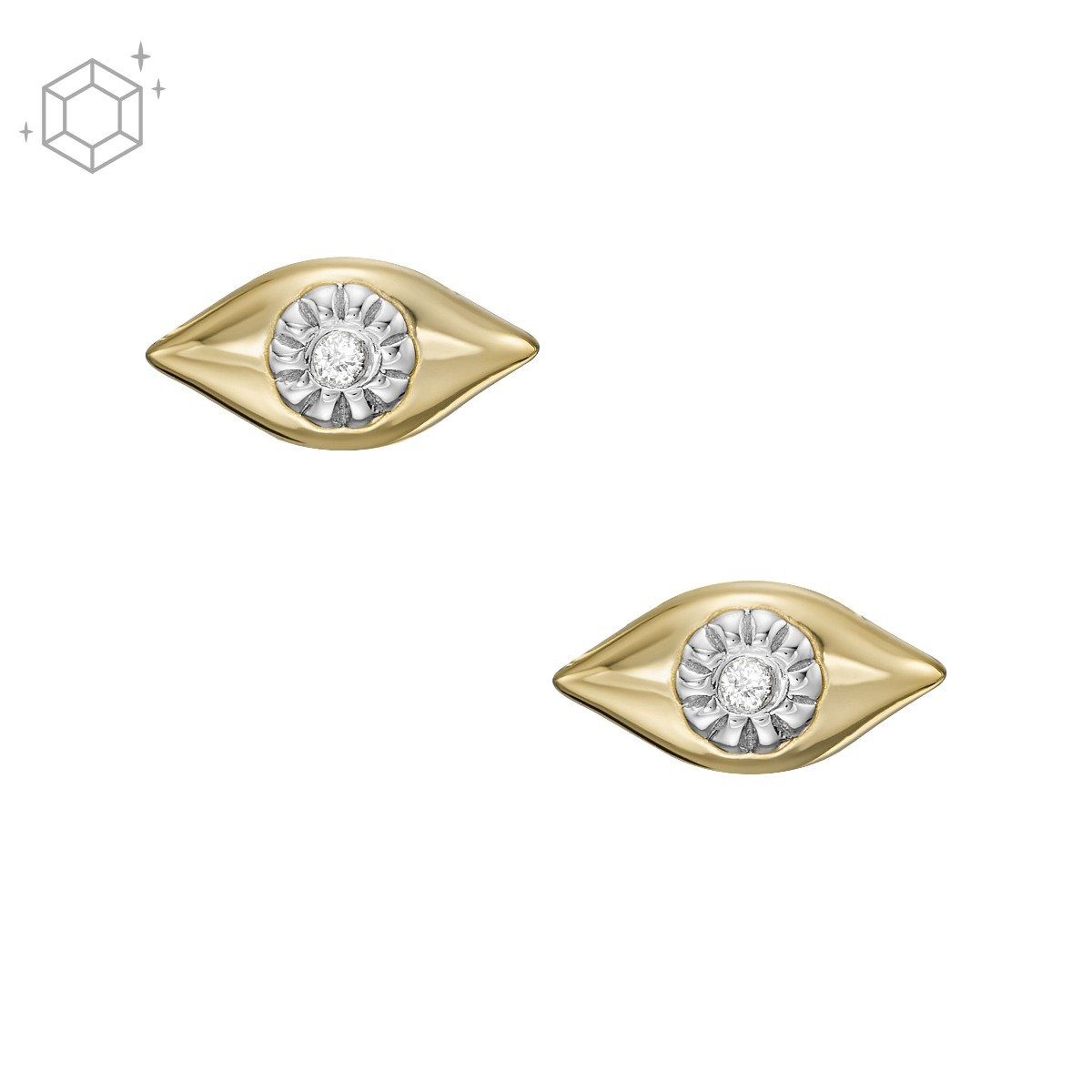 Fossil Paar Ohrstecker JFS00613710 Ohrstecker Damen Evil Eye Synthetischer Diamant Vergoldet
