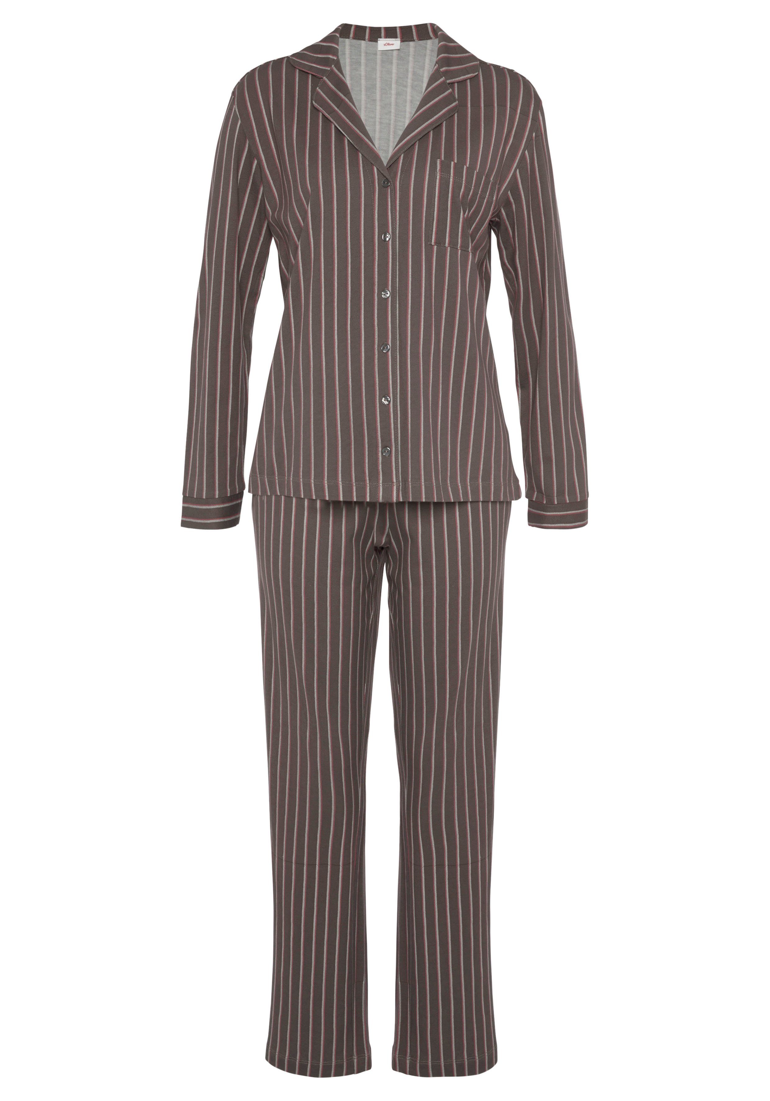 tlg) (2 anthrazit-gestreift Pyjama Muster schönem mit s.Oliver