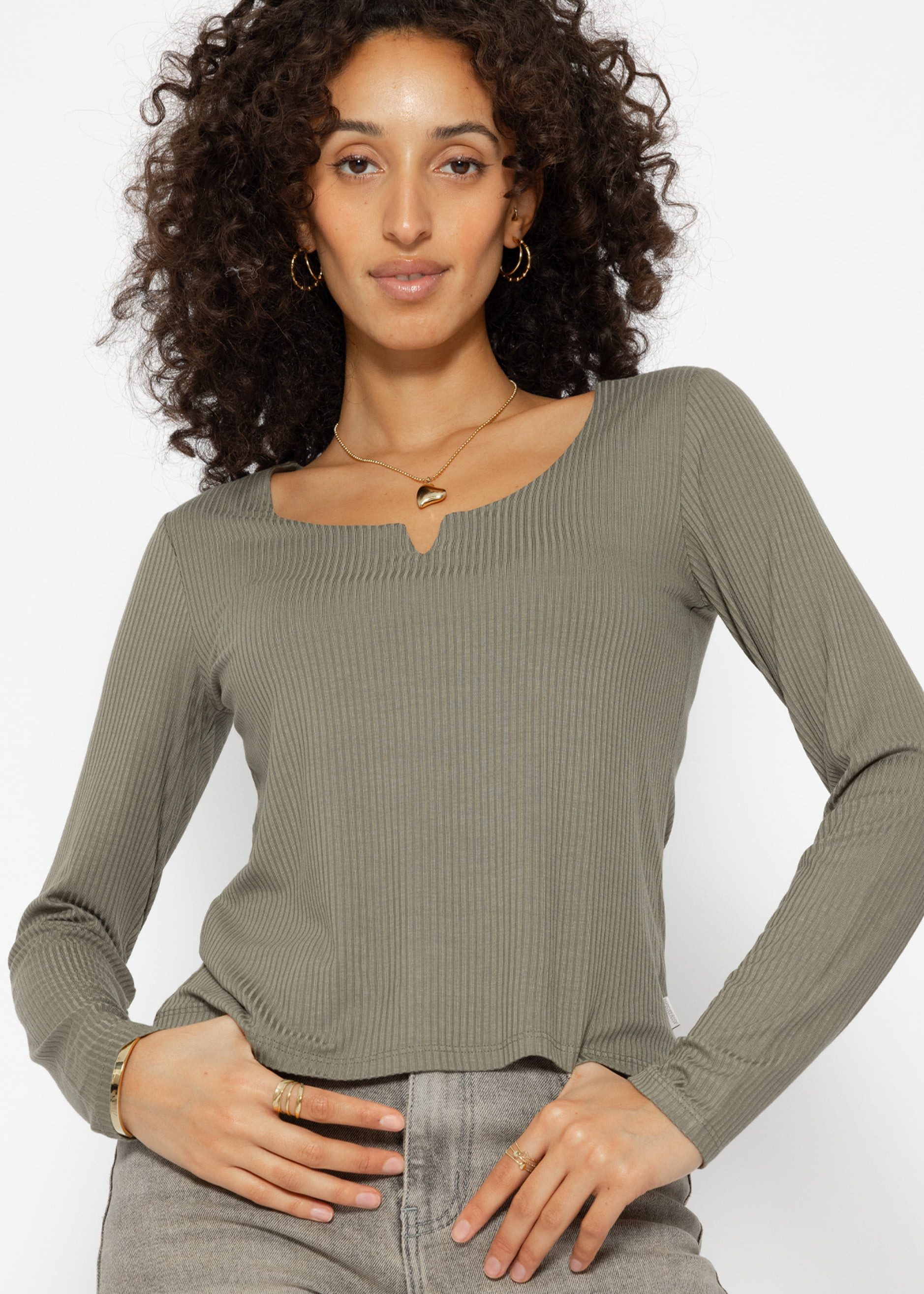 SASSYCLASSY Longshirt Geripptes Langarmshirt Damen mit günstig online kaufen