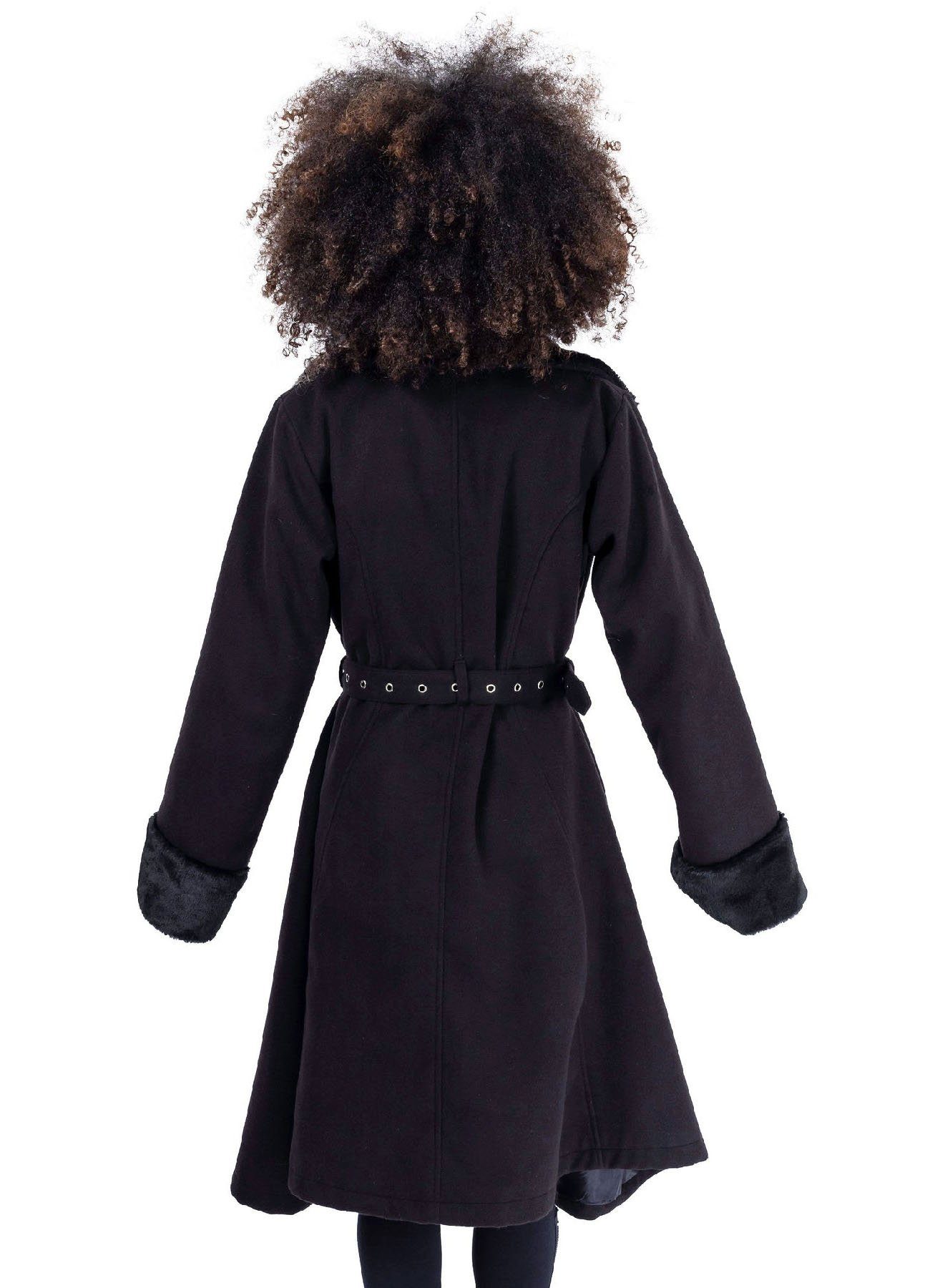 Rockabella Wintermantel Nesta Retro Vintage Rockabilly Schnalle Kunstfell günstig online kaufen