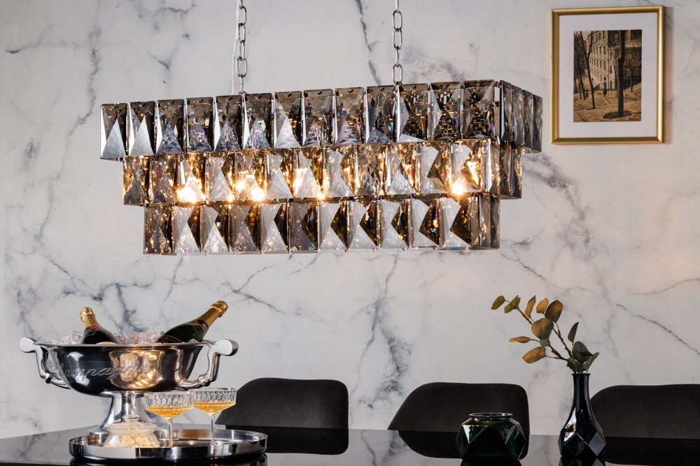 riess-ambiente Hängeleuchte KRISTALL 90cm edelgrau, ohne Leuchtmittel, Essz günstig online kaufen