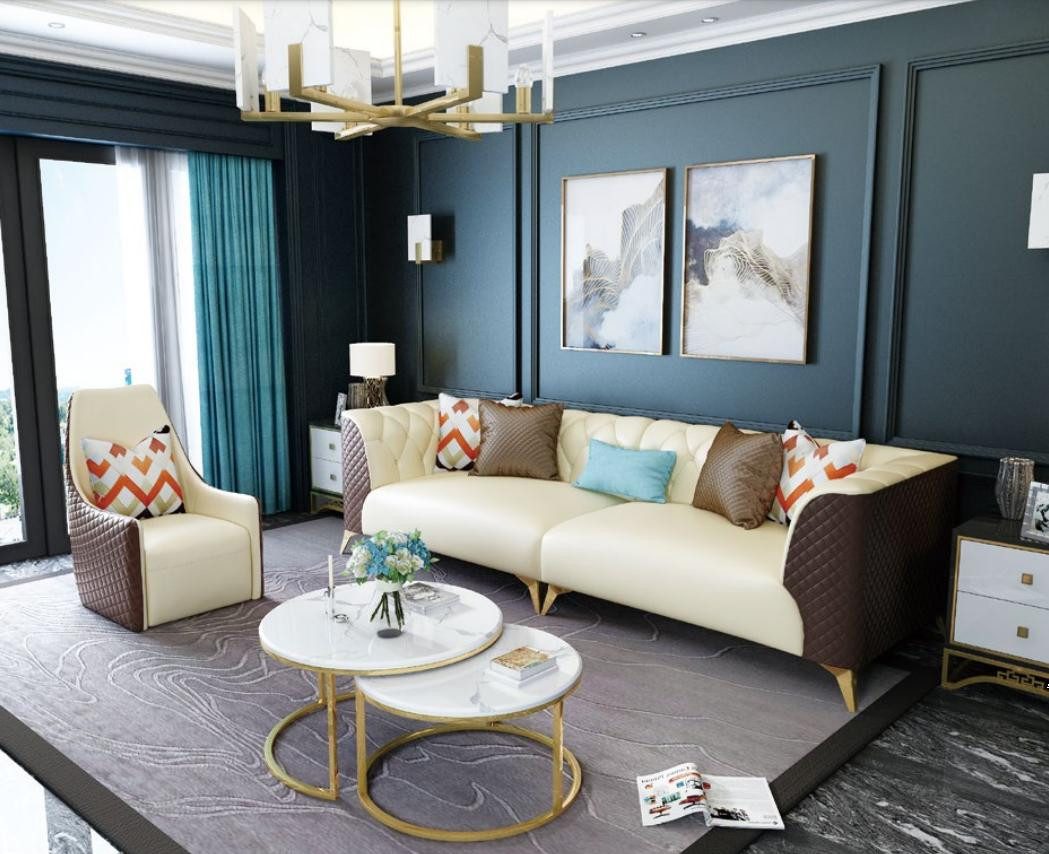 Xlmoebel Polstergarnitur Sofa Garnitur mit Metallgestell und weichen Sitzpolstern, (Sofagarnitur 3+2+1 Sitzer), Hergestellt in Europa