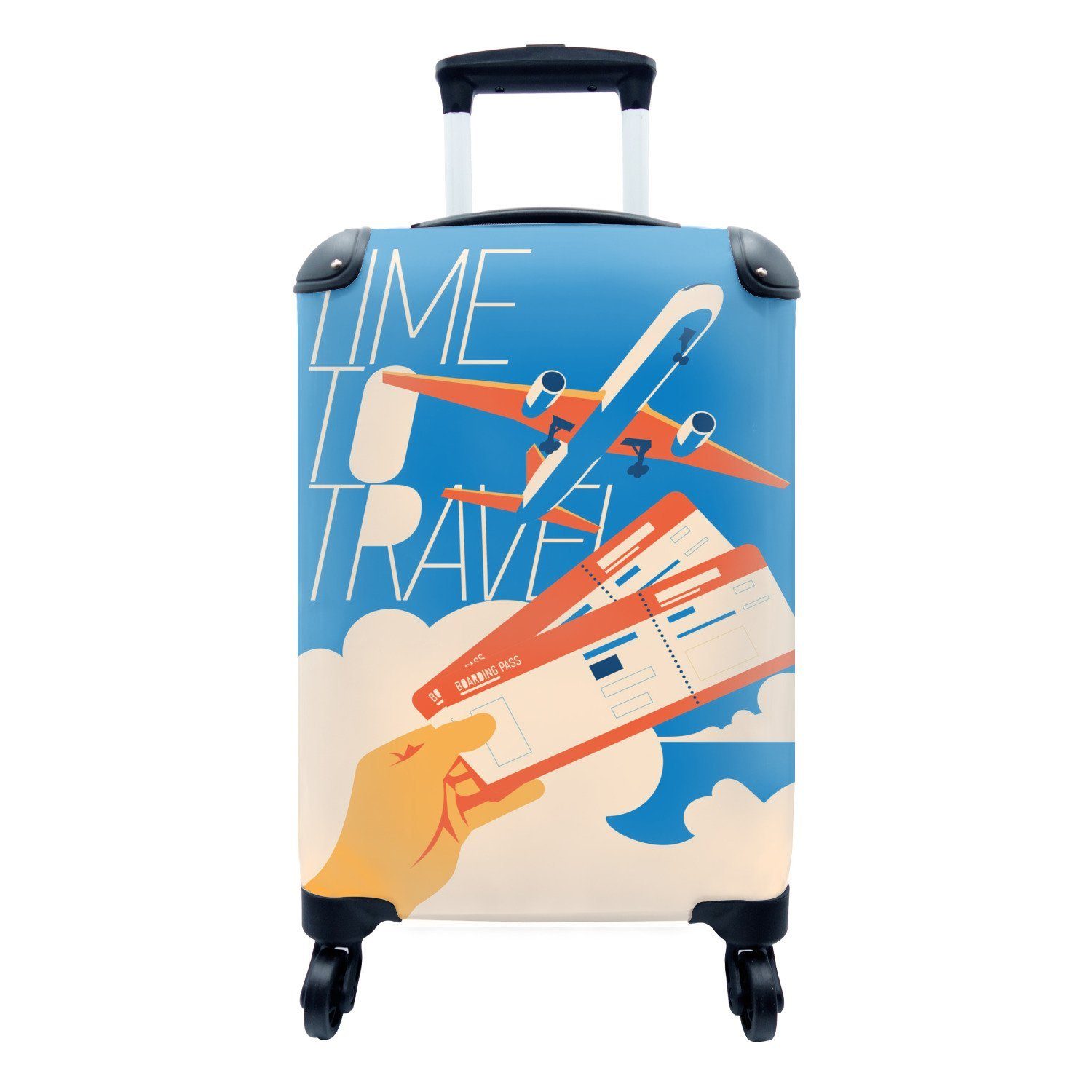 MuchoWow Handgepäckkoffer Flugzeug - Urlaub - Zitat, 4 Rollen, Reisetasche mit rollen, Handgepäck für Ferien, Trolley, Reisekoffer