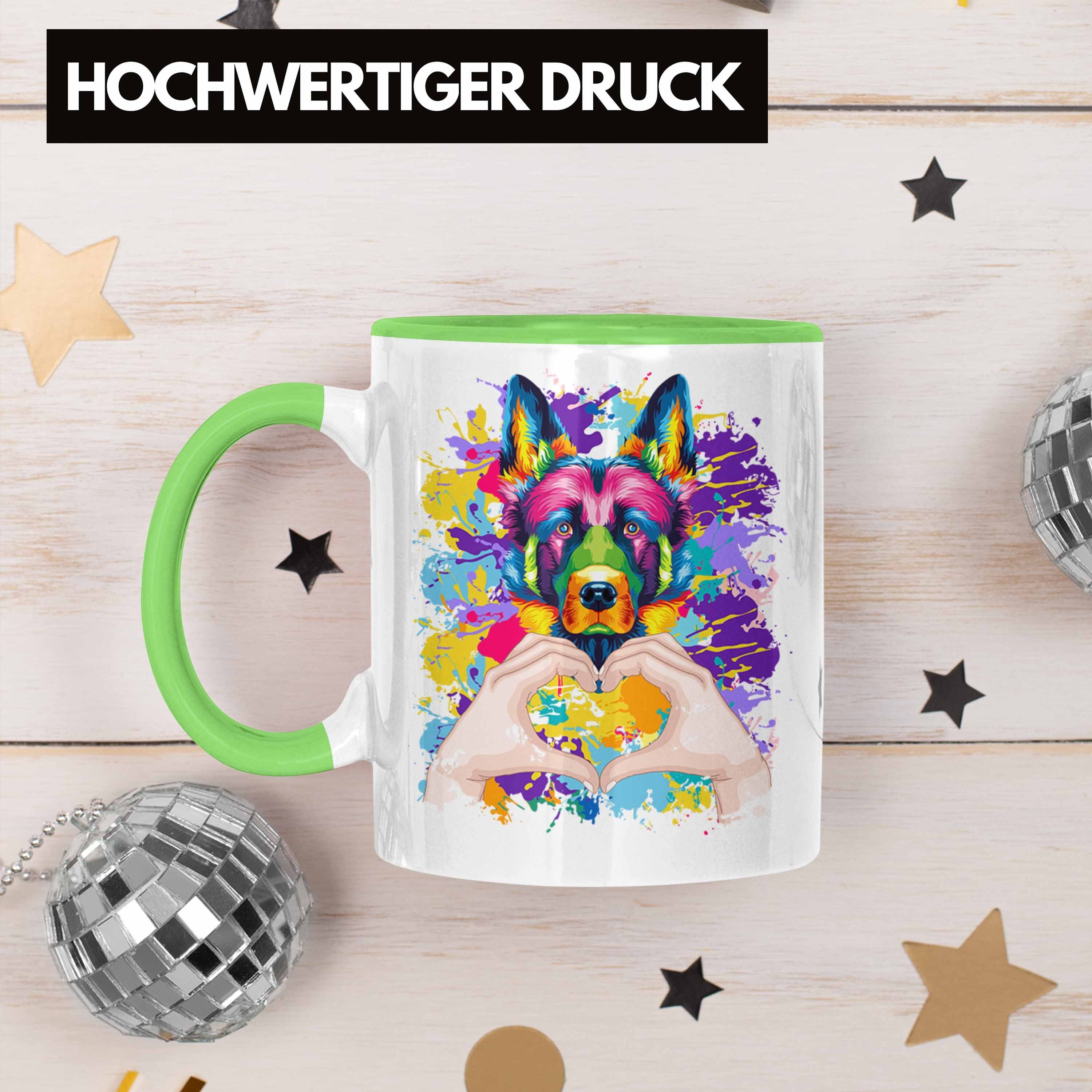 Geschen Schäferhund Trendation Geschenk Grün Tasse Tasse Spruch Besitzer Love Farbe Lustiger