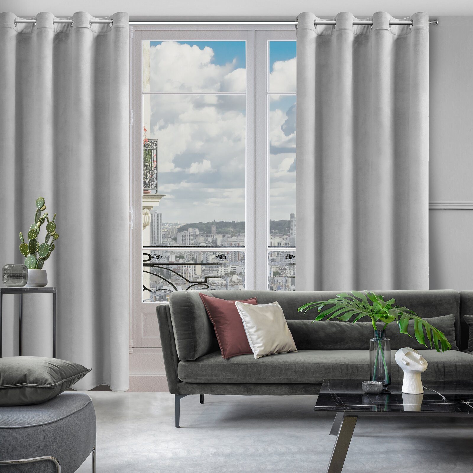 Design91 Vorhang Samtvorhänge 140x250 cm (1 St), Ösen, blickdicht, Samt, Wohnzimmer – Bild 3 von 5