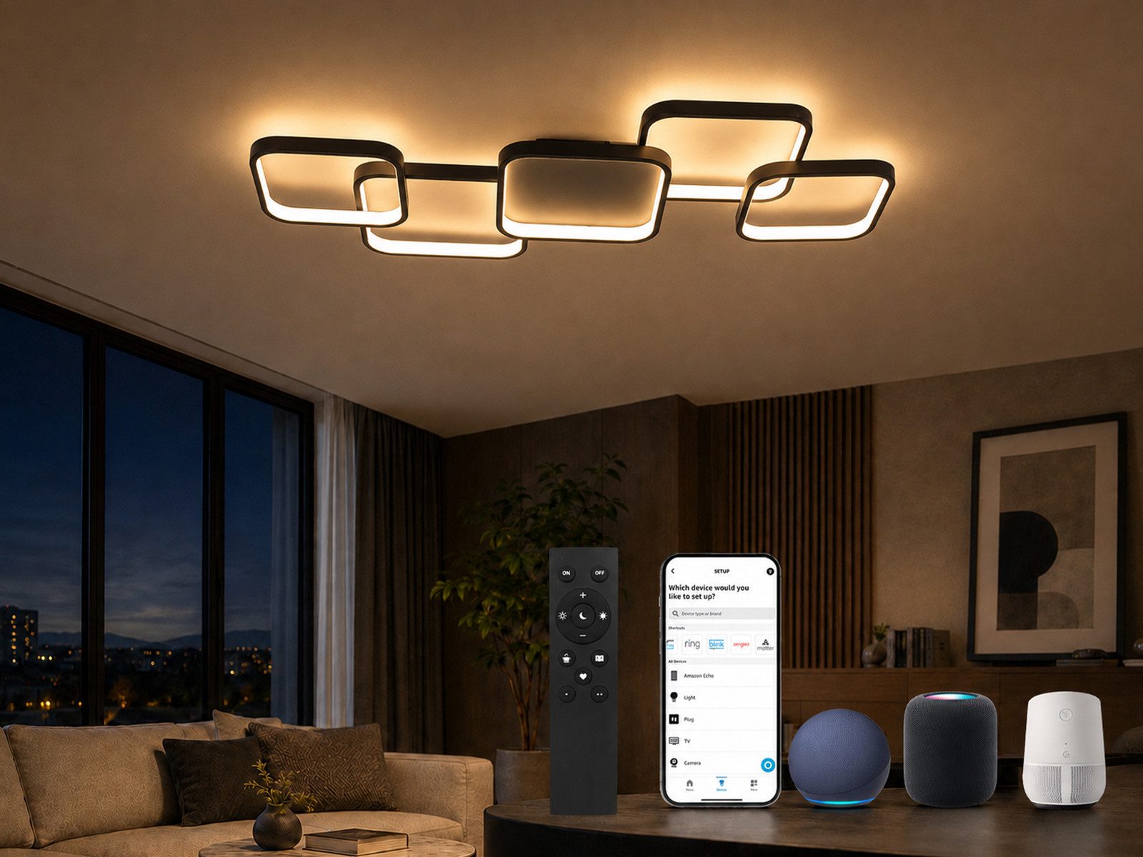 BAYHT LED Deckenleuchte Alexa dimmbar 56W 5600lm 88cm, LED fest integriert, Warm‑Kaltweiß