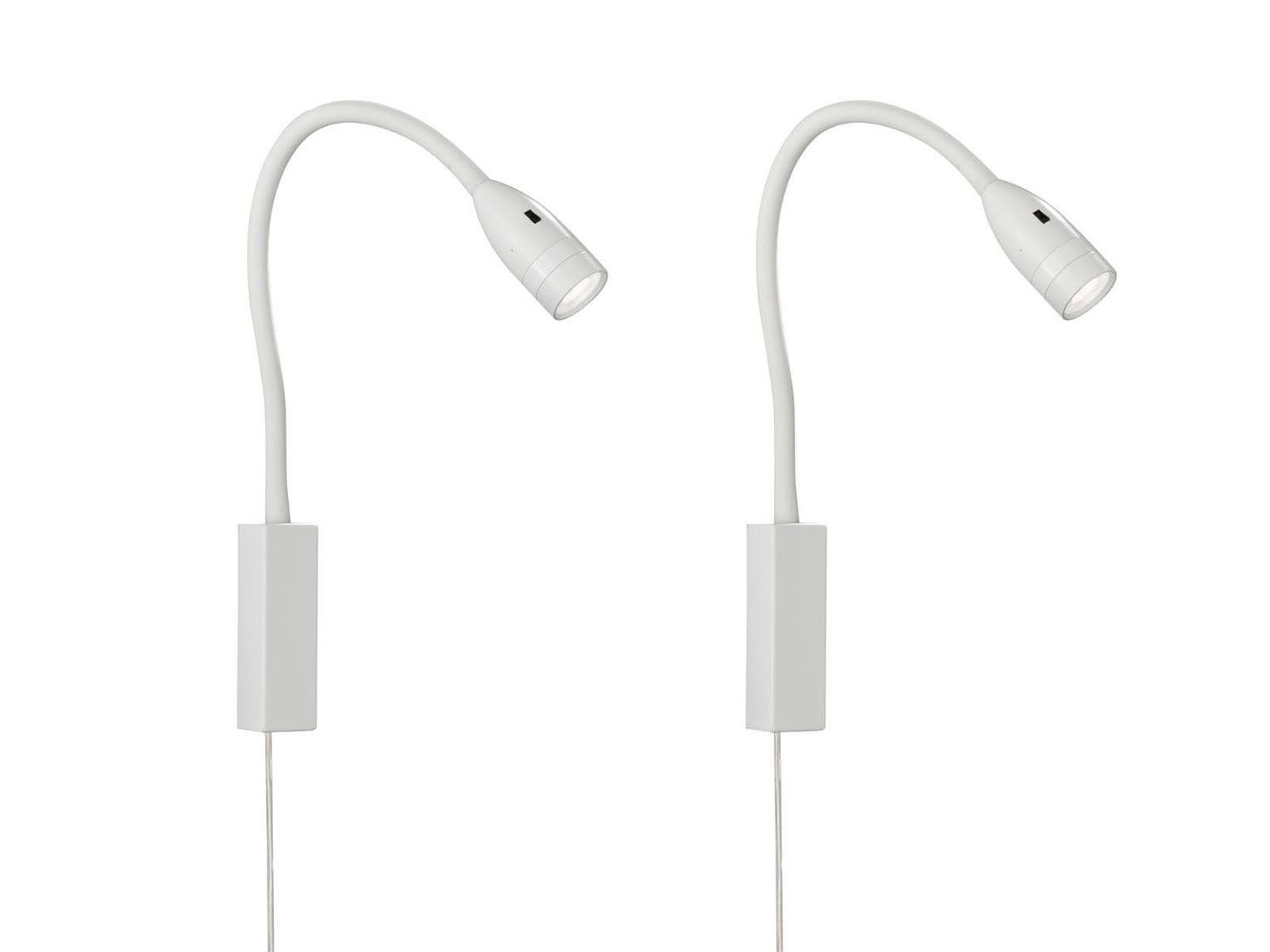 FISCHER & HONSEL LED Leselampe, LED fest integriert, Warmweiß, 2er SET Bett-Leuchten Wand-Montage, Schwanenhals-Lampen dimmbar, Weiß