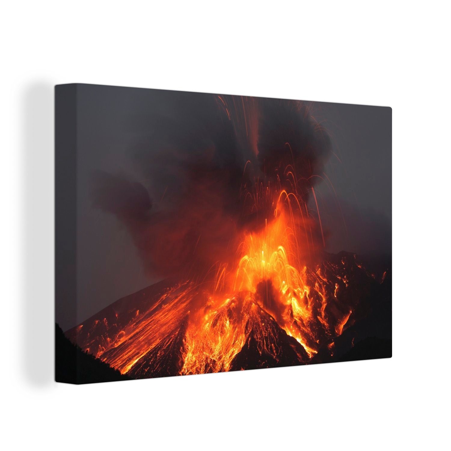 Wanddeko, Wandbild Leinwandbilder, Vulkanausbruch, OneMillionCanvasses® St), Leinwandbild 30x20 Aufhängefertig, Japanischer cm (1