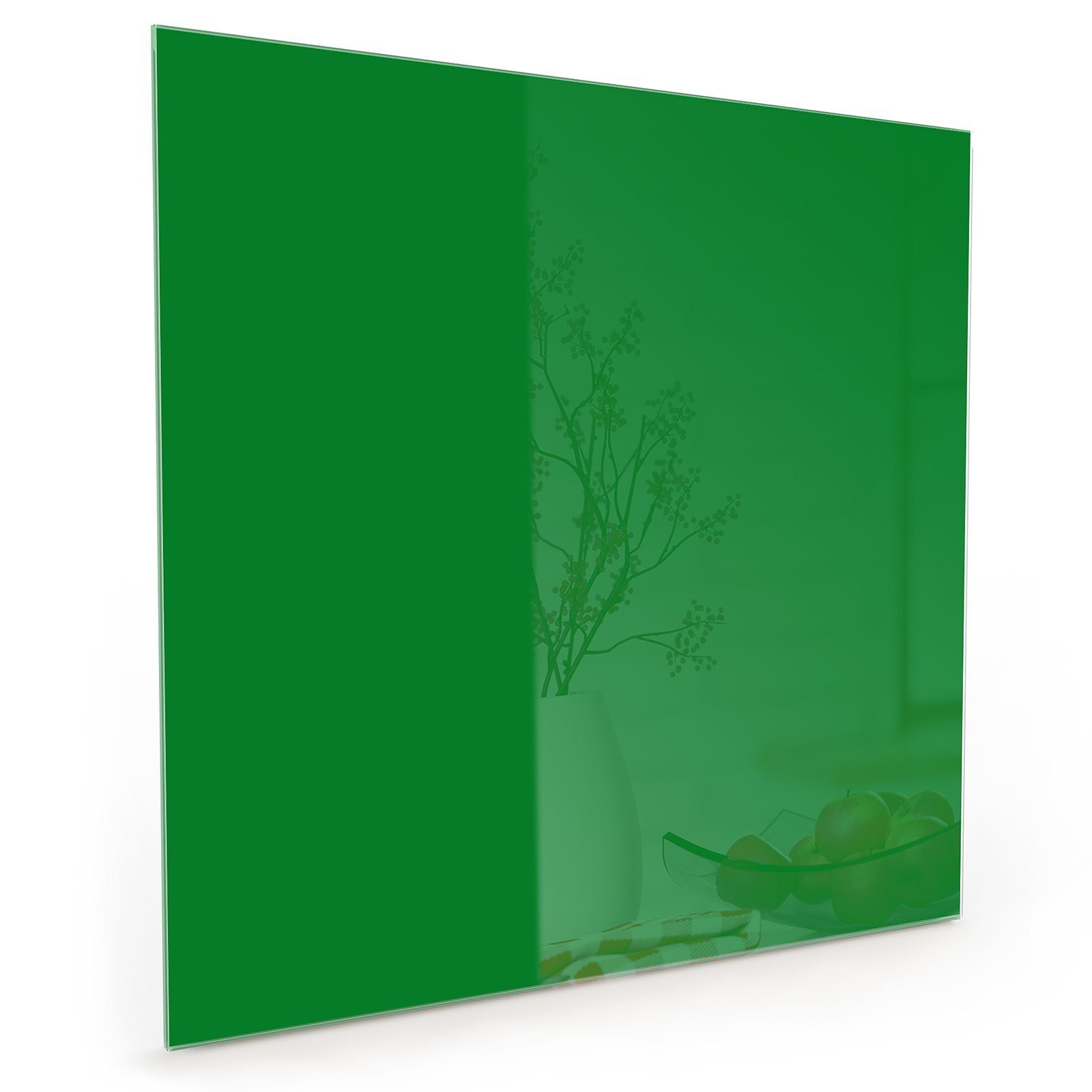 Primedeco Küchenrückwand Spritzschutz Glas Grüner Hintergrund II