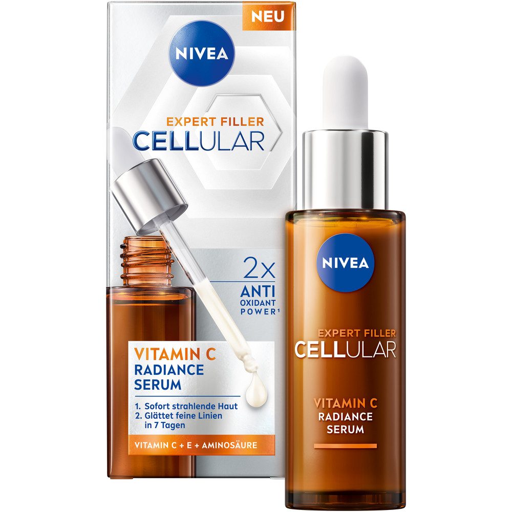 Nivea Gesichtspflege CELLULAR Expert Filler Vitamin C Radiance Serum + Serum Fluid, 2-tlg.