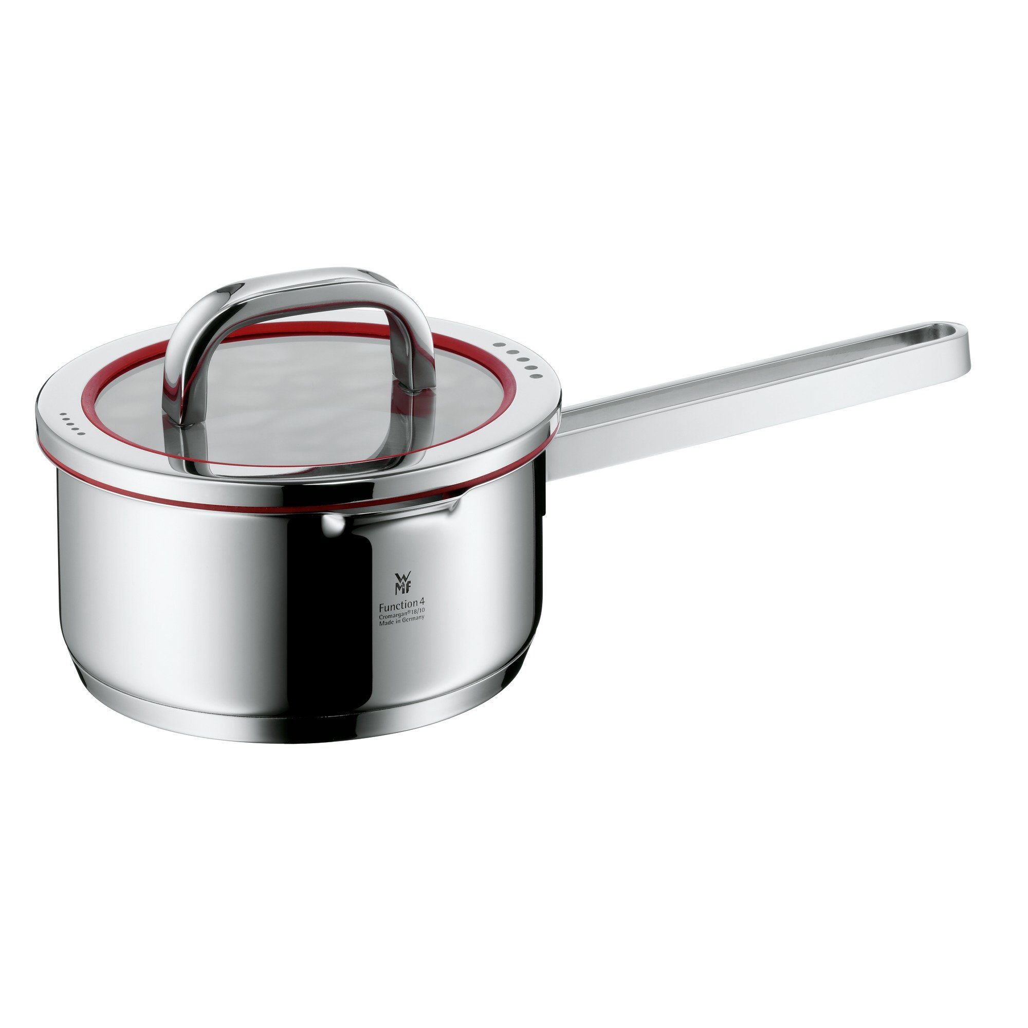 WMF Milchtopf Function 4, Cromargan® Edelstahl rostfrei 18/10 (1-tlg., 1x Stielkasserolle mit Deckel 16 cm (Volumen 1,4l, Höhe 7,5 cm), - optimal für Herdplatten mit Ø 14,5 cm