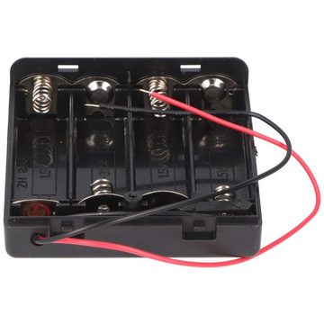 Goobay Batteriehalter für 4x Mignon mit Deckel und Schalter lose Kabelenden, Batterie