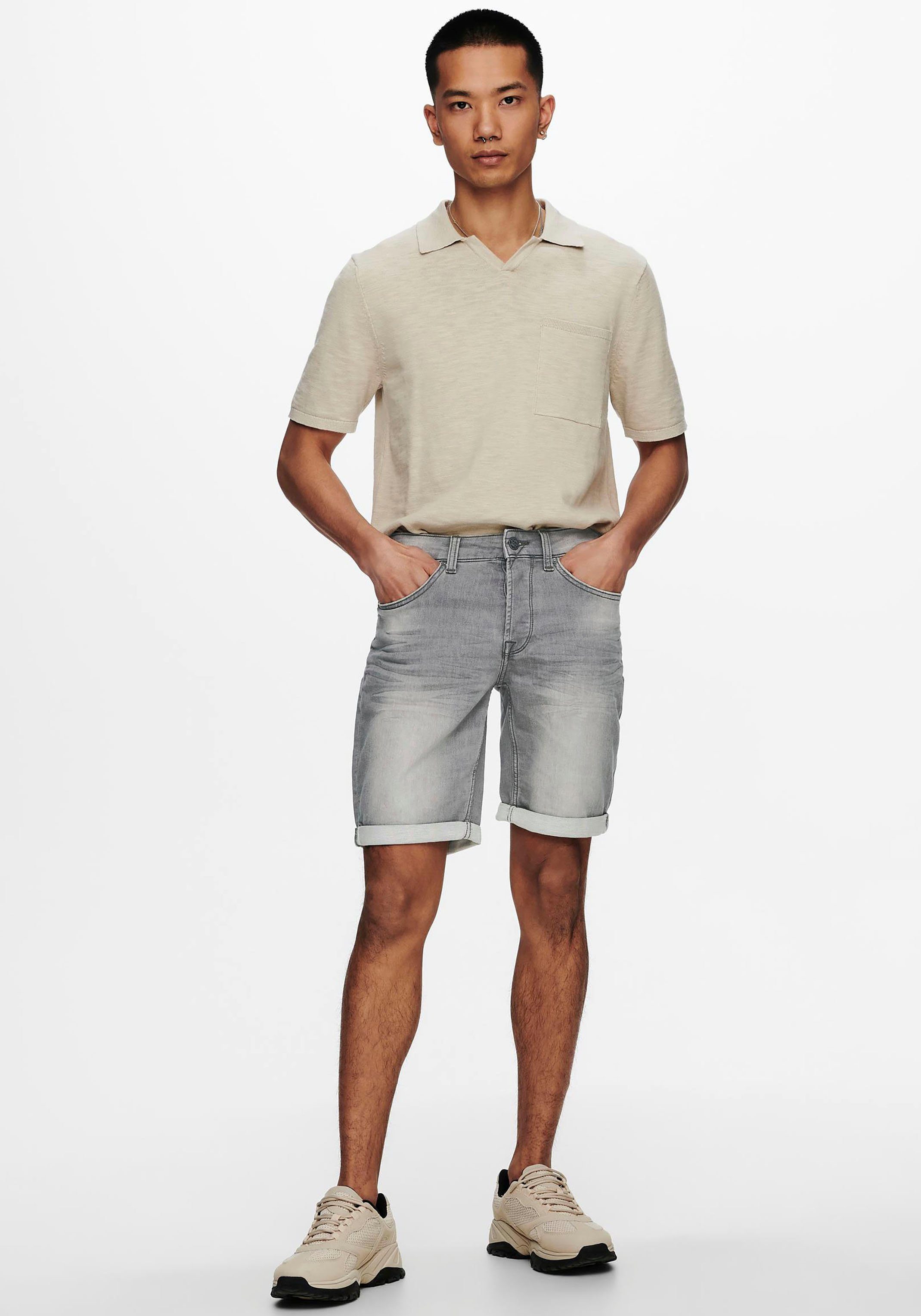 ONLY & SONS NOOS ONSPLY Denim Jeansshorts DNM LIGHT Grey 5189 SHORTS BLUE