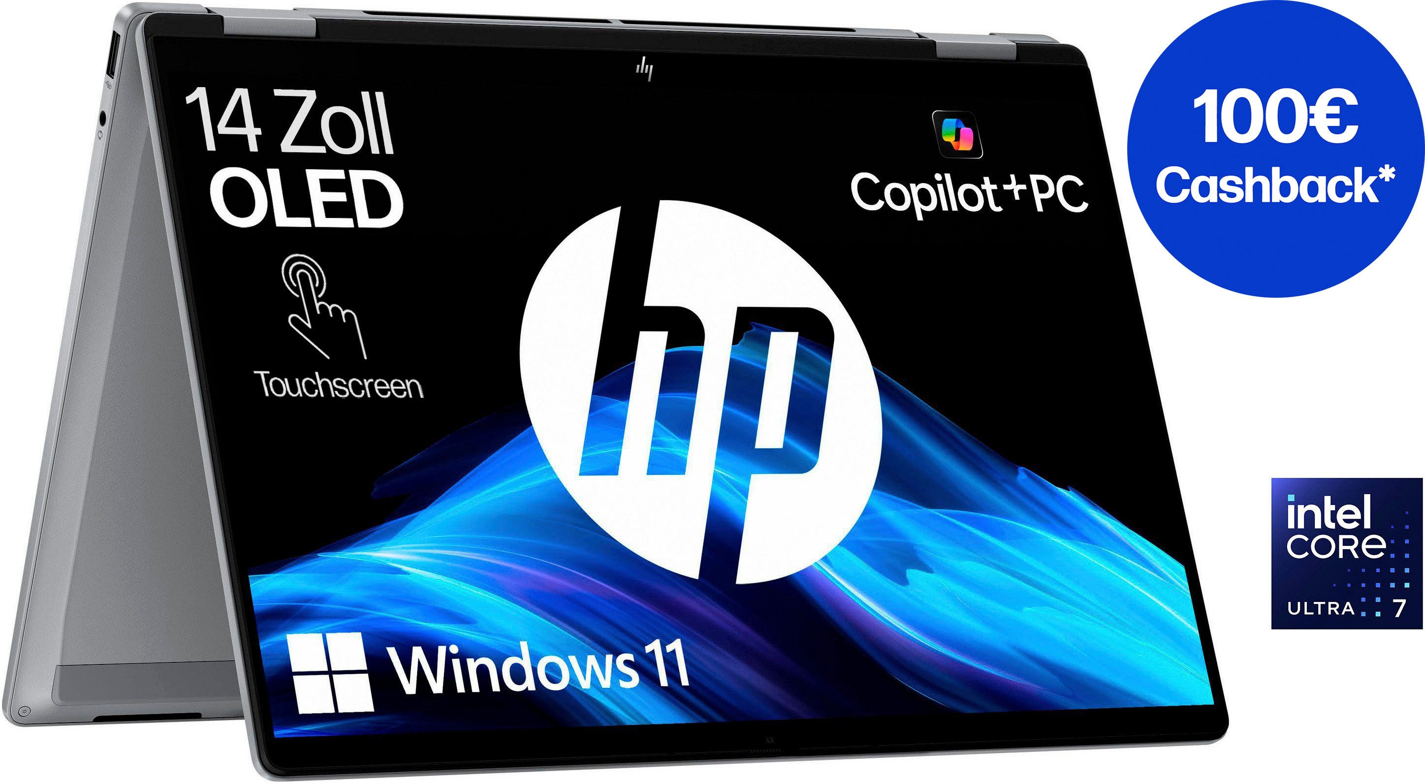 HP OmniBook X Flip 14-fm0272ng Convertible Notebook (35,6 cm/14 Zoll, Intel Core Ultra 7 256V, ARC 140V, 512 GB SSD)