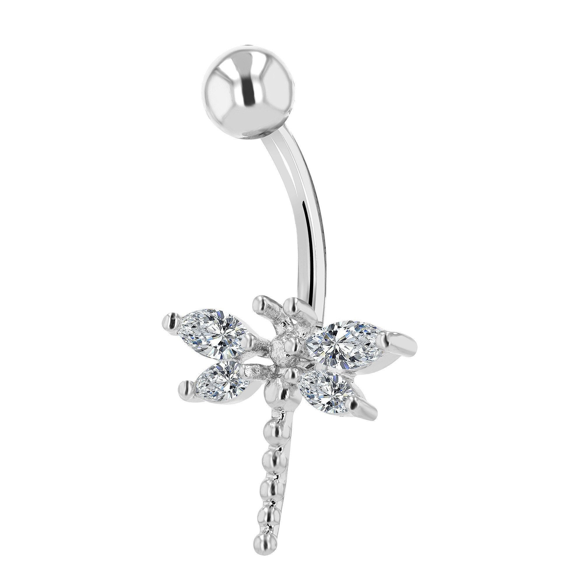 Adelia´s Bauchnabelpiercing Pircing - Bauchnabelpiercing Libelle aus Edelstahl mit Zirkonia