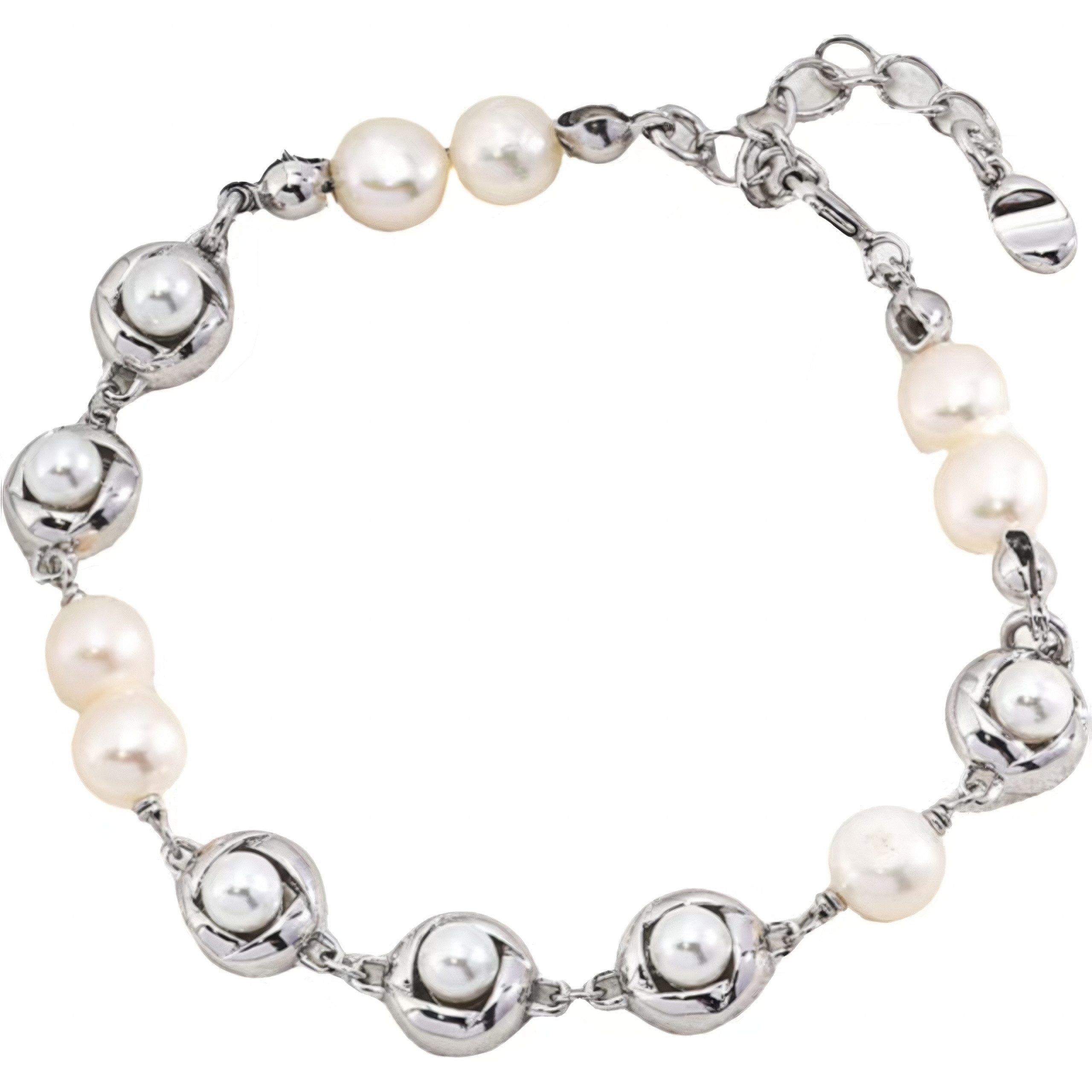 Jumpeak Silberarmband Armband Damen Naturperlen, 925 Silber, 18k vergoldet, bracelet beads, armband freundschaft, geschenk für tochter