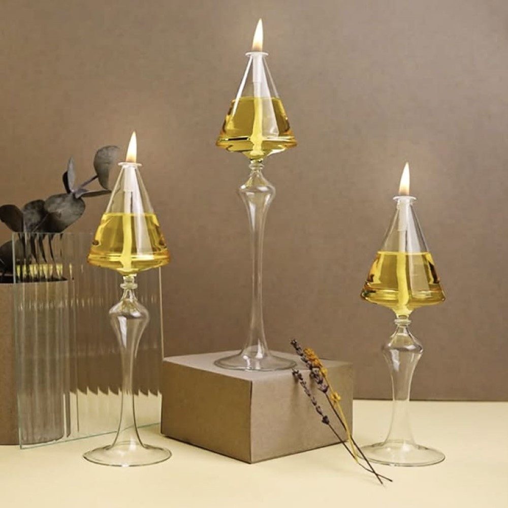 COFI 1453 Kerzenhalter Glas-Ölkerzen-Set – 3-teiliges - Ästhetische Dekorationshighlight (3 St)