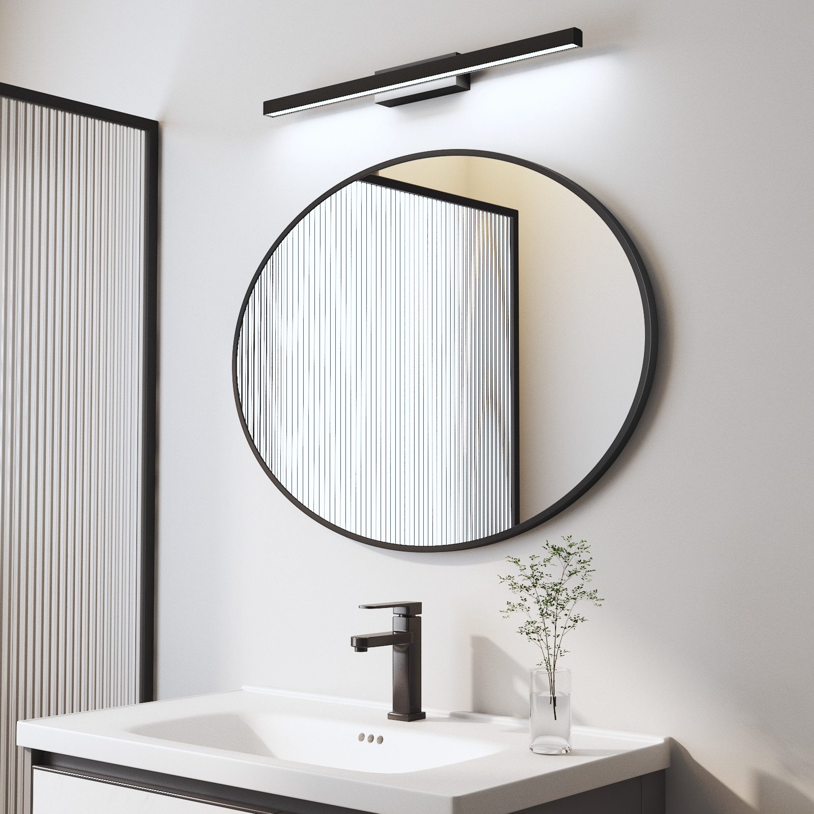 WDWRITTI Spiegel mit licht Badspiegel Wandspiegel mit 60cm LED Wandleuchte Kaltweiß (Oval, 80x60, 70x50cm), HD Spiegel mit Metall Rahmen