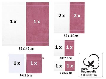 Betz Handtuch Set 12-TLG. Handtuch Set Premium Farbe weiß/Beere, 100% Baumwolle, (12-tlg)
