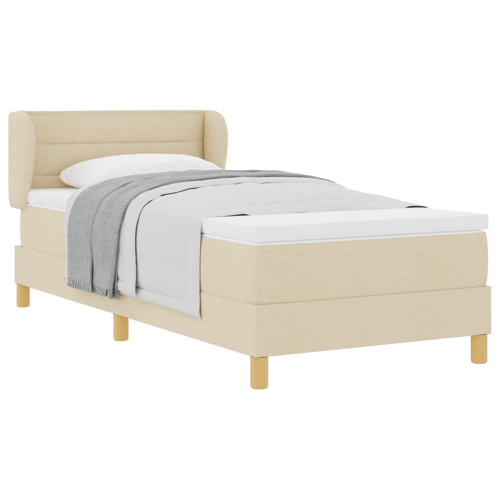 Bett Boxspringbett mit Matratze Creme 100 x 200 cm Stoff