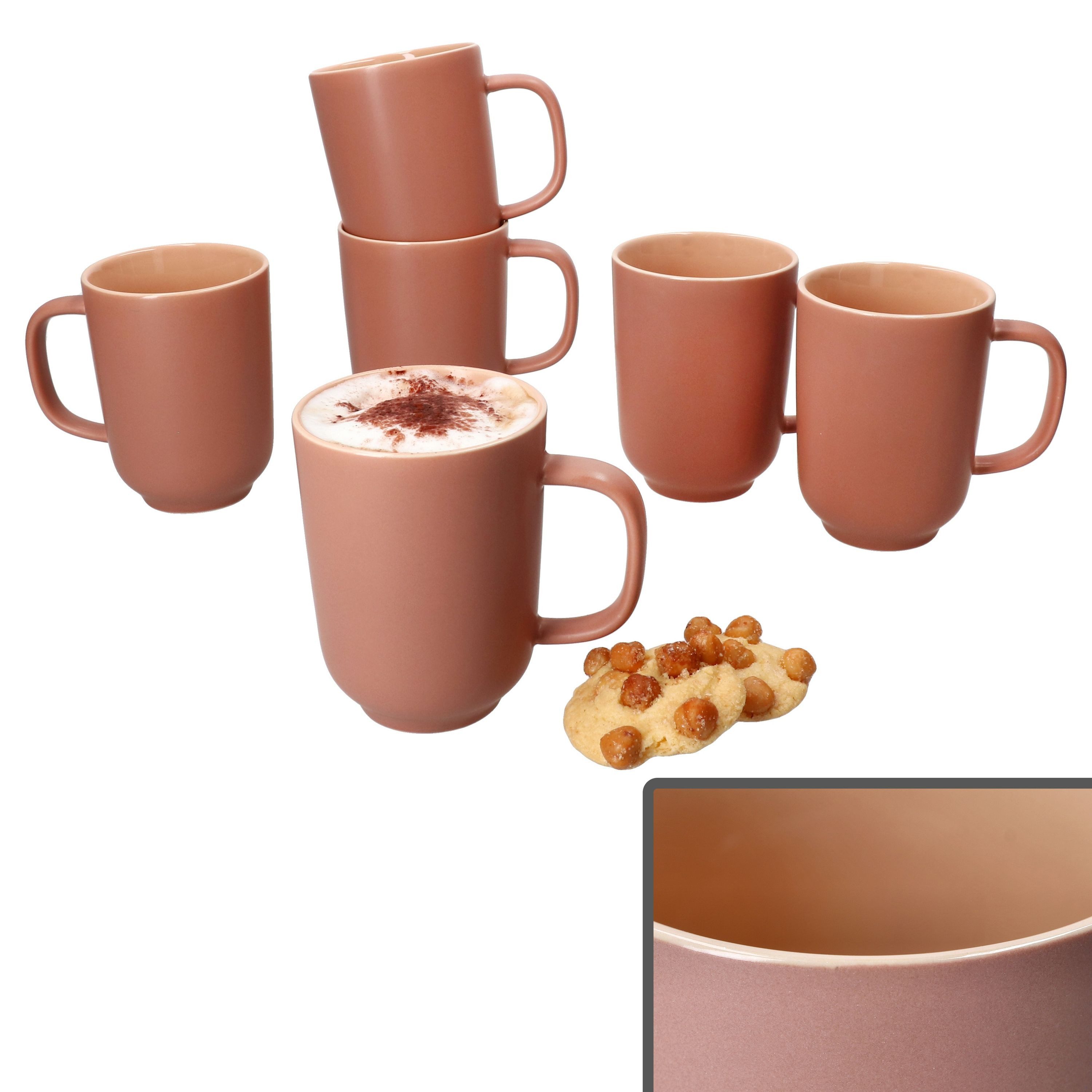 Ritzenhoff & Breker Becher Ritzenhoff 6x Jasper Kaffeebecher 250ml H10,4cm Puder Tee-Tassen, Steingut
