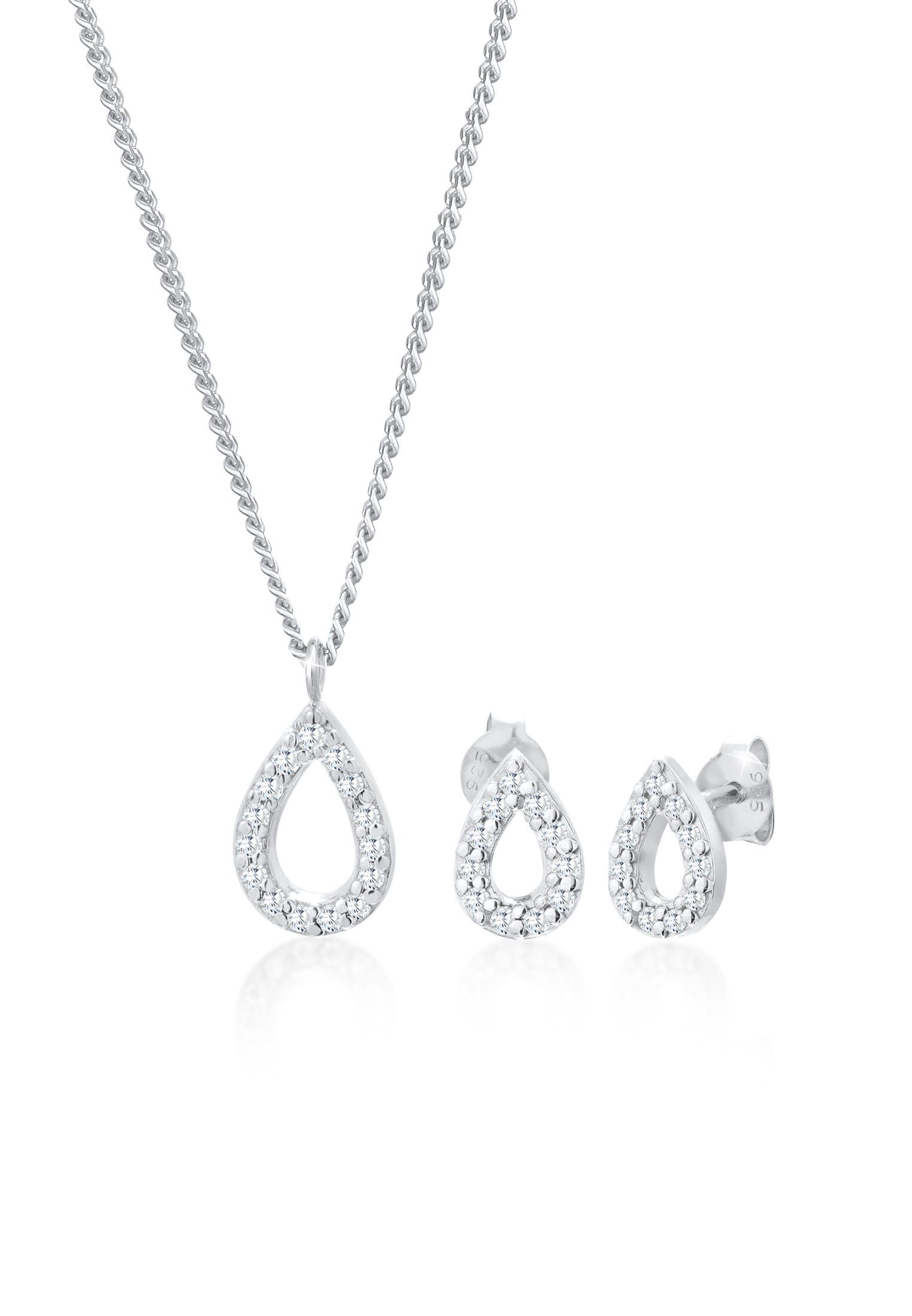 Schmuckset Tropfen Zirkonia Elegant 925 Silber